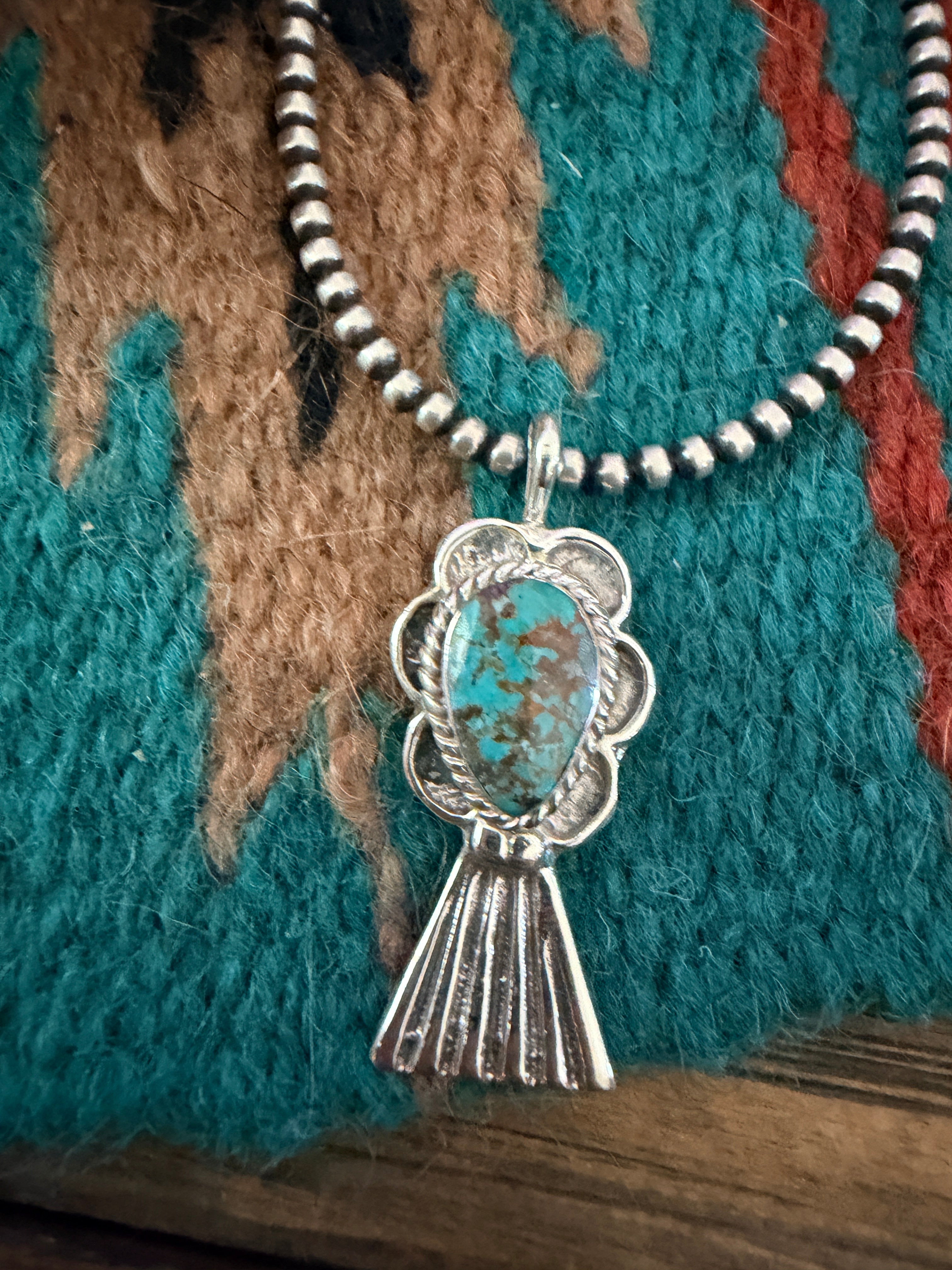 Handcrafted Sterling Silver & Turquoise Blossom Pendant by Joseph Martinez