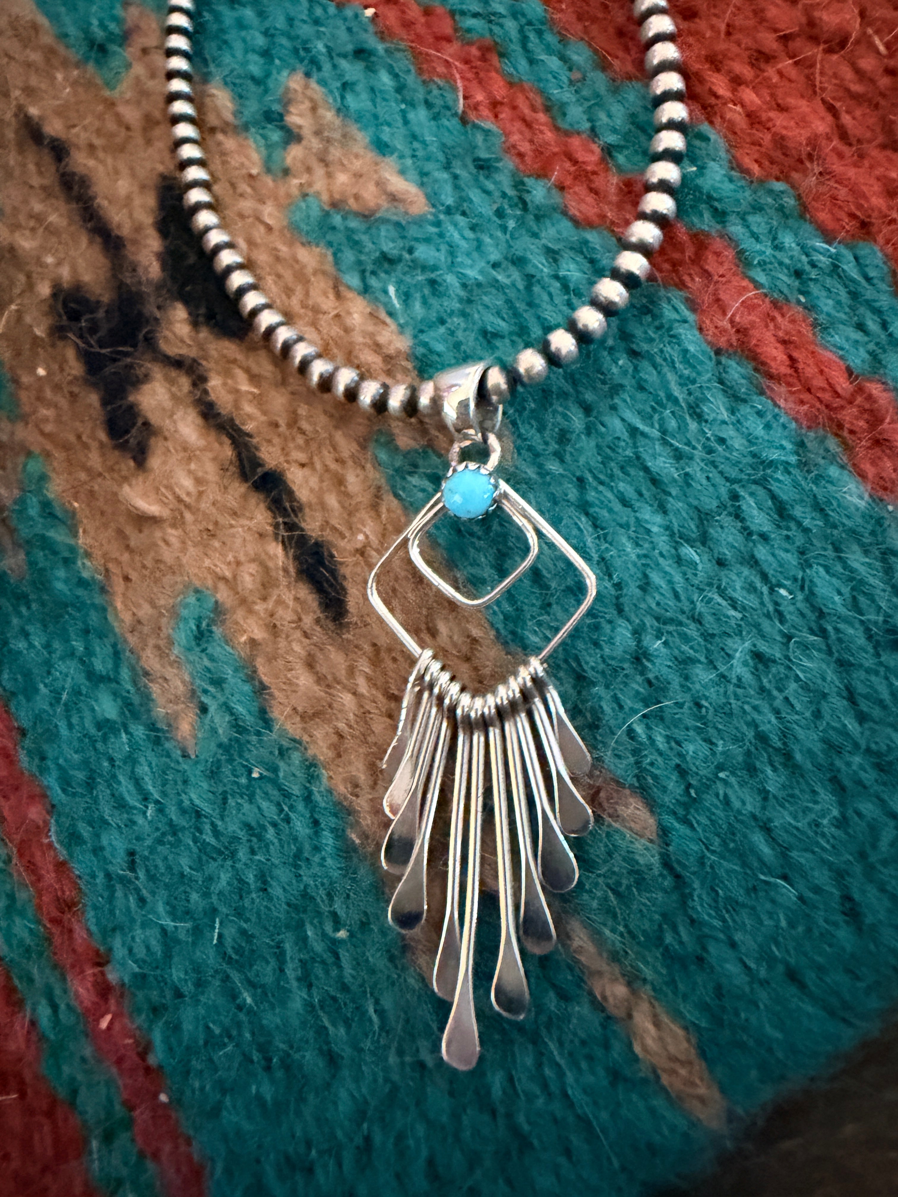 Handcrafted Sterling Silver and Turquoise Tassel Pendant