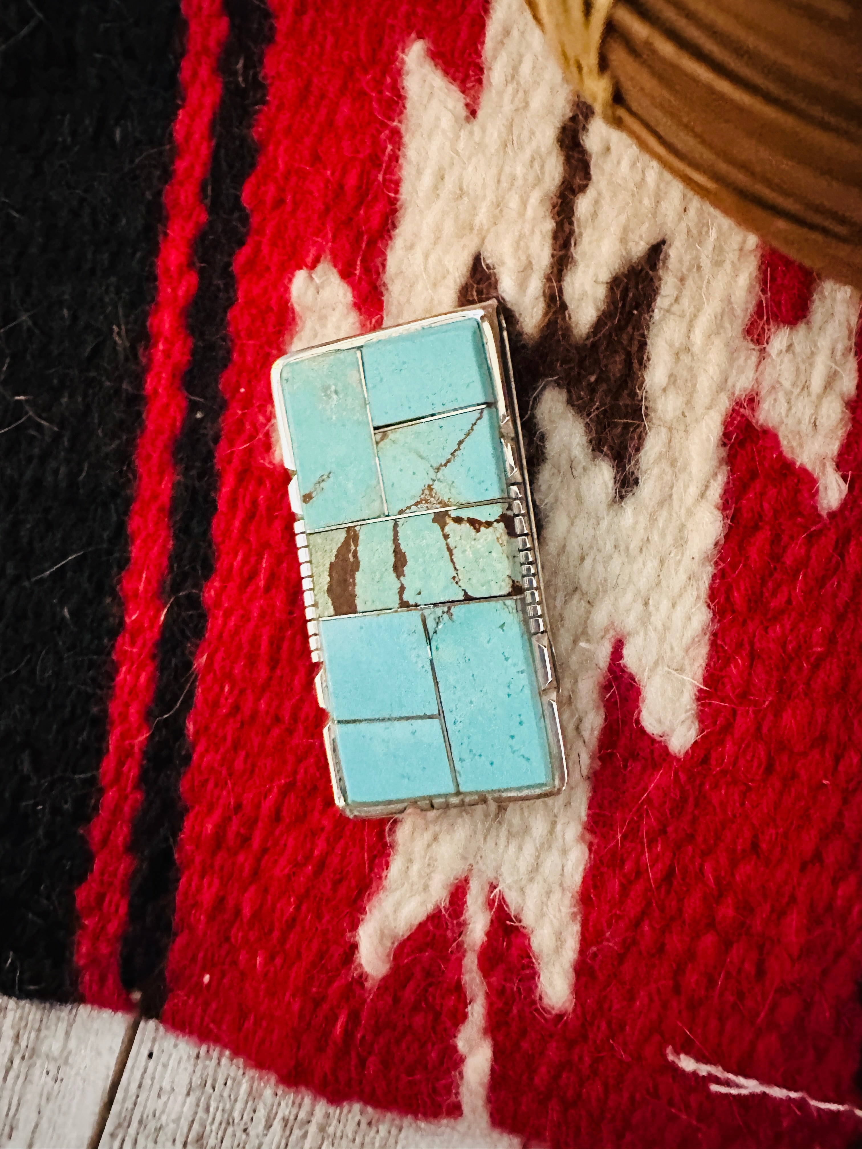 Navajo Turquoise & Sterling Silver Inlay Money Clip