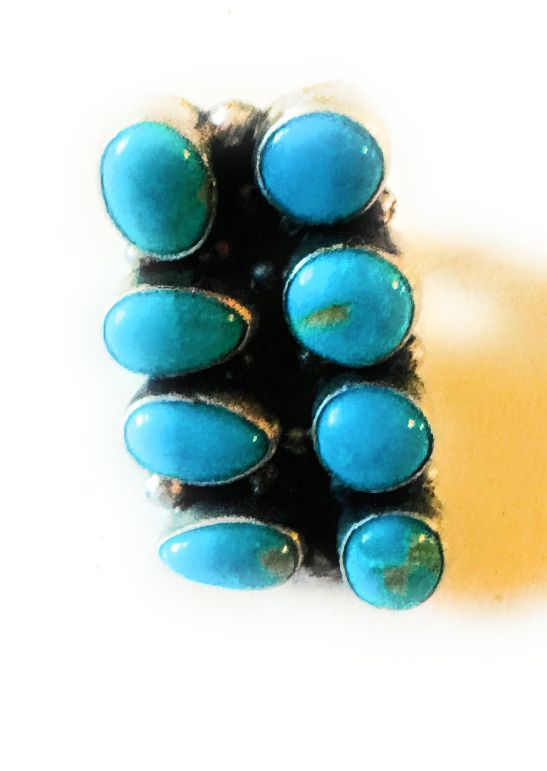 Navajo Sterling Silver & Kingman Turquoise Ring Size 8