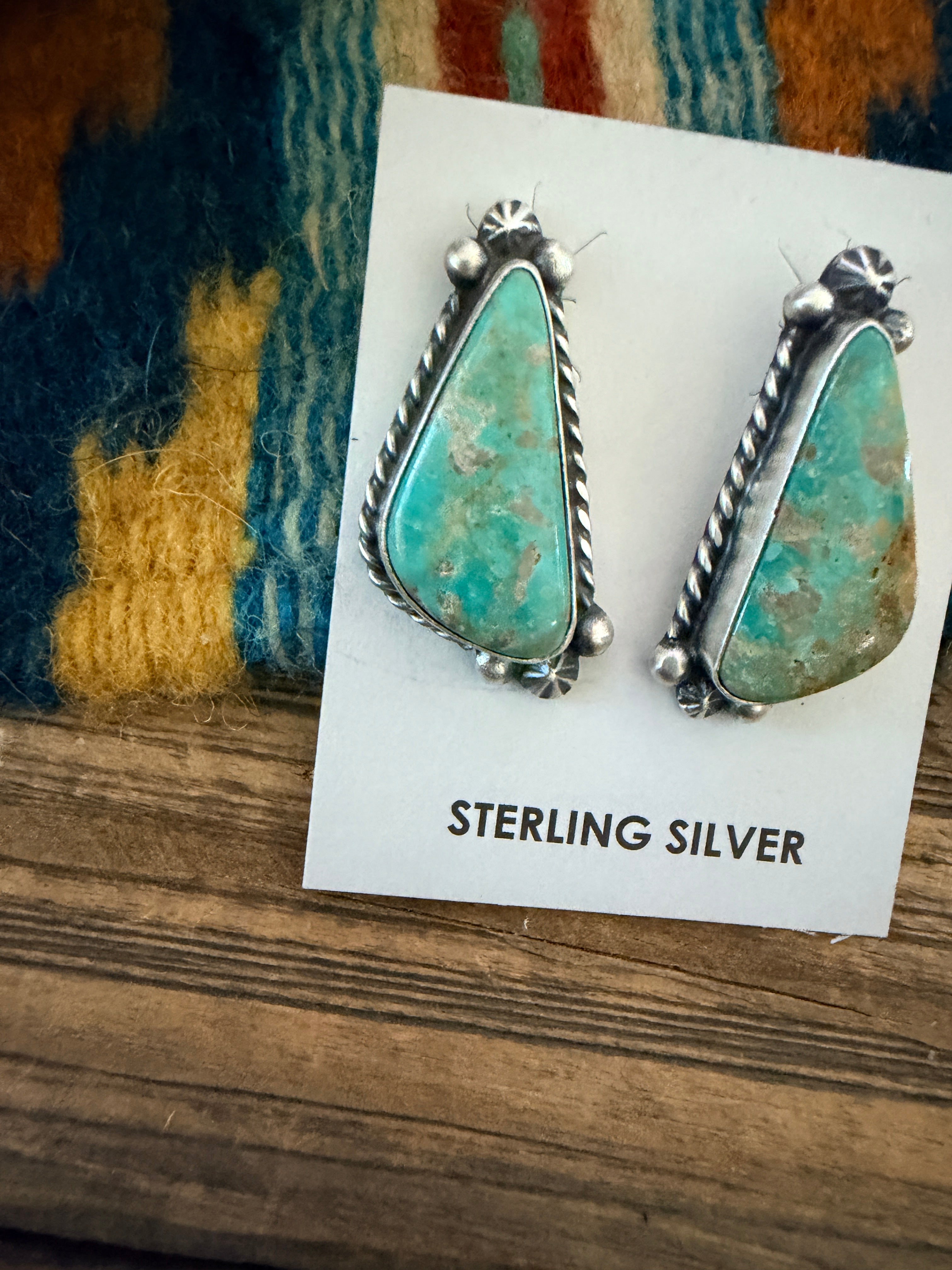 Handcrafted Turquoise & Sterling Silver Post Earrings