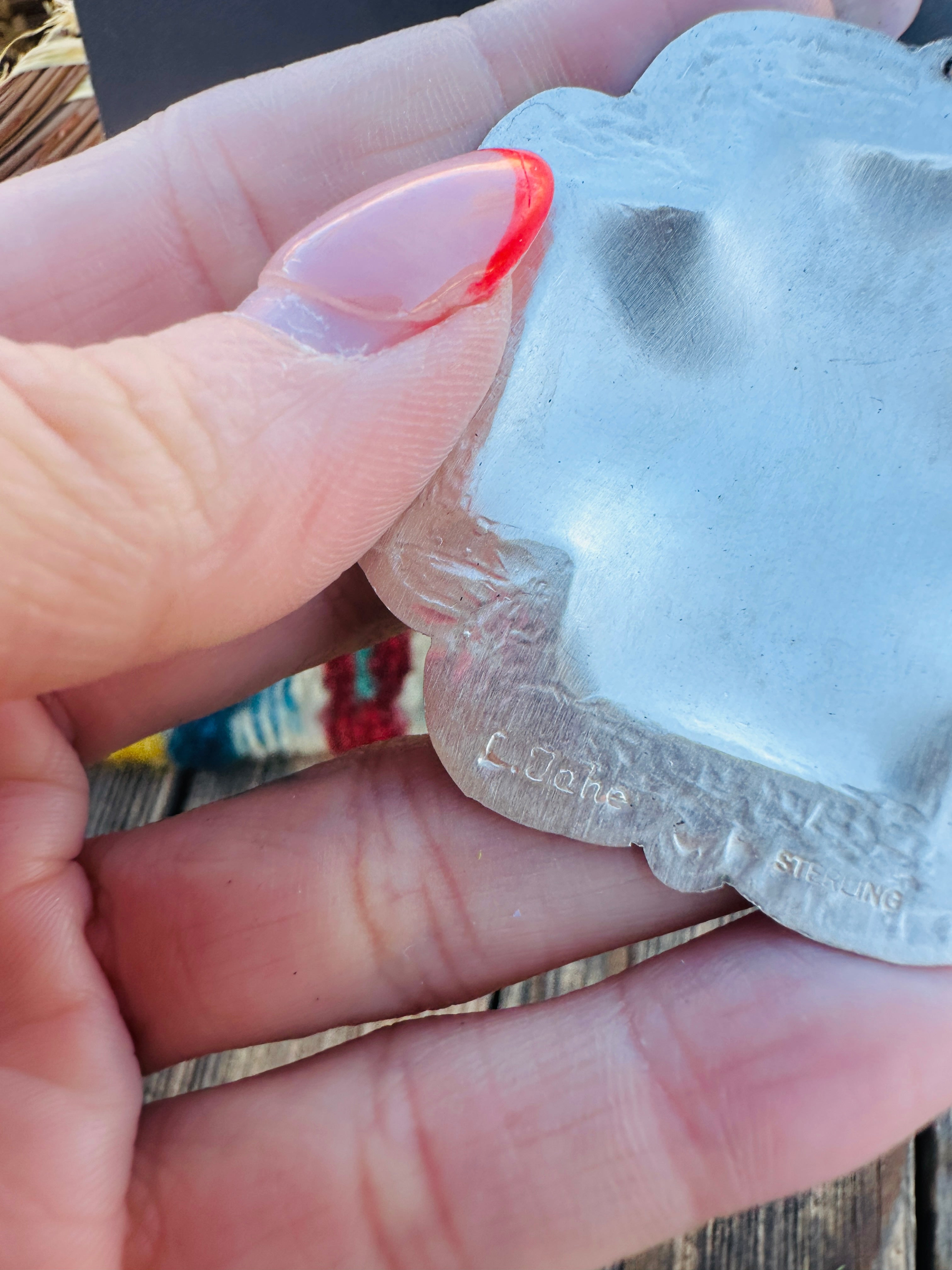 Handcrafted Sterling Silver Concho Cross Dangle Earrings by Leander Tahe
