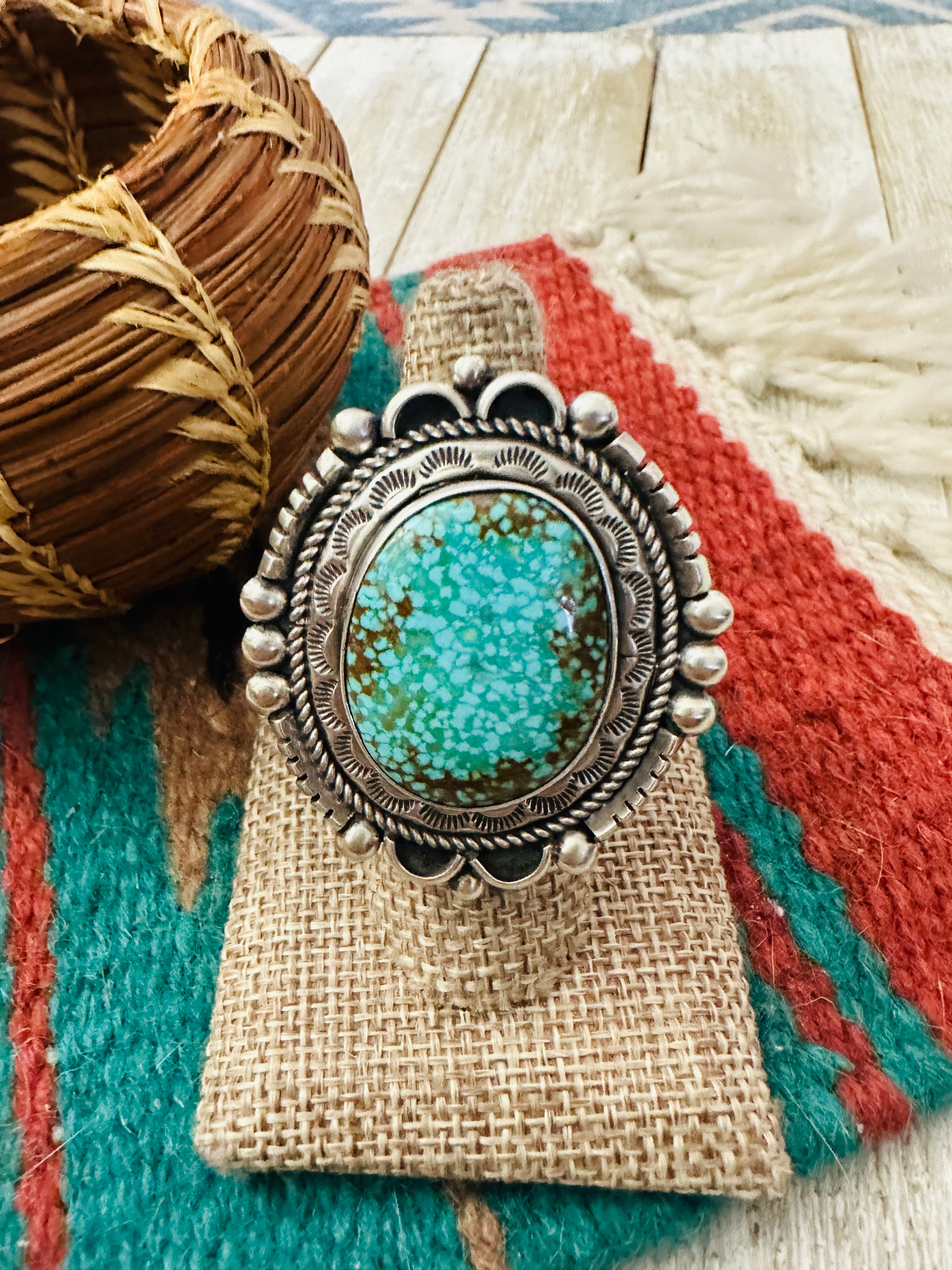Handcrafted Number 8 Turquoise & Sterling Silver Adjustable Ring
