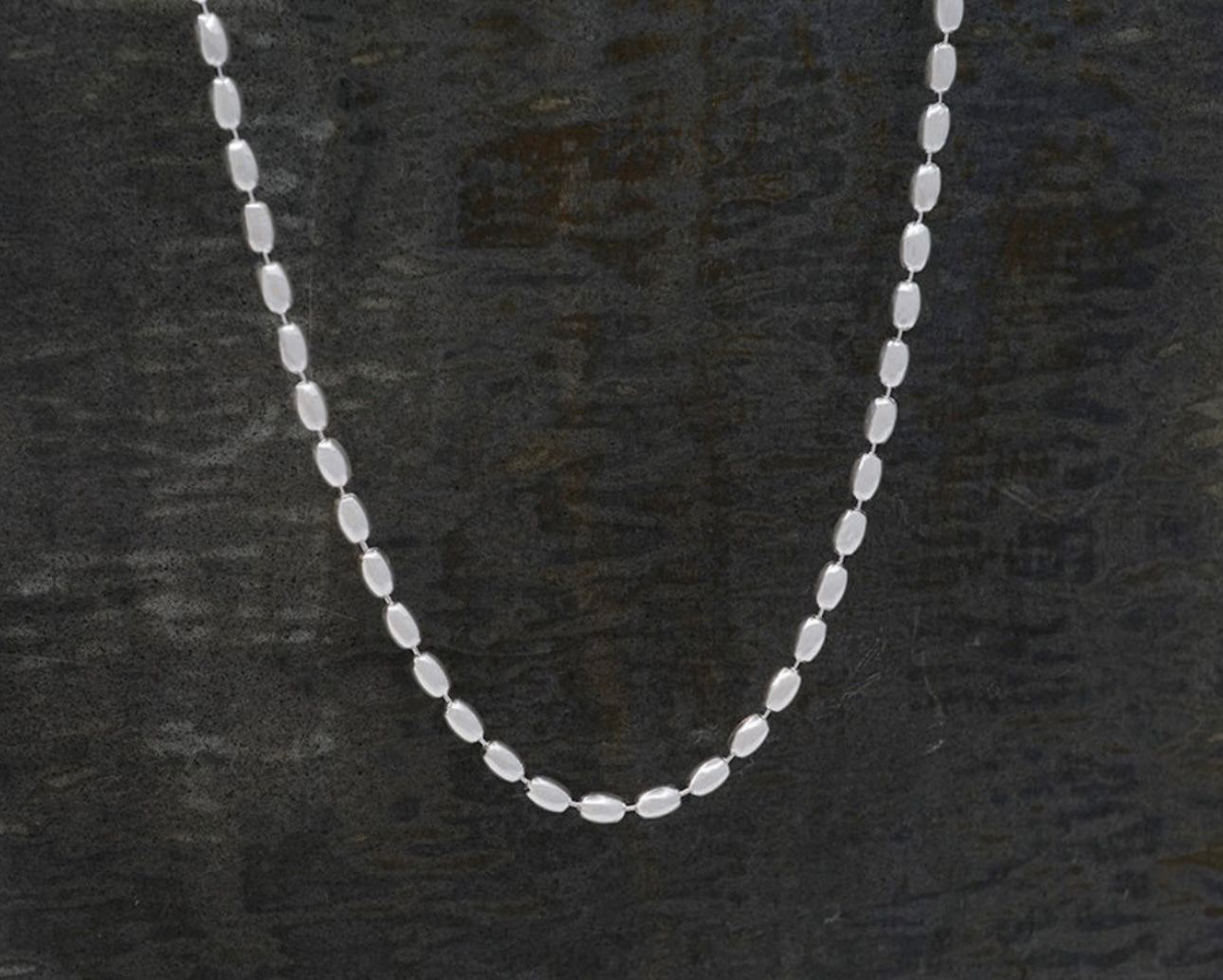 Sterling Silver Rice Bead Necklace 20”