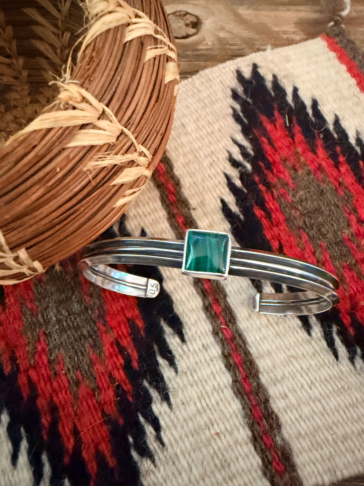Handcrafted Sterling Silver and Malachite Cuff Bracelet