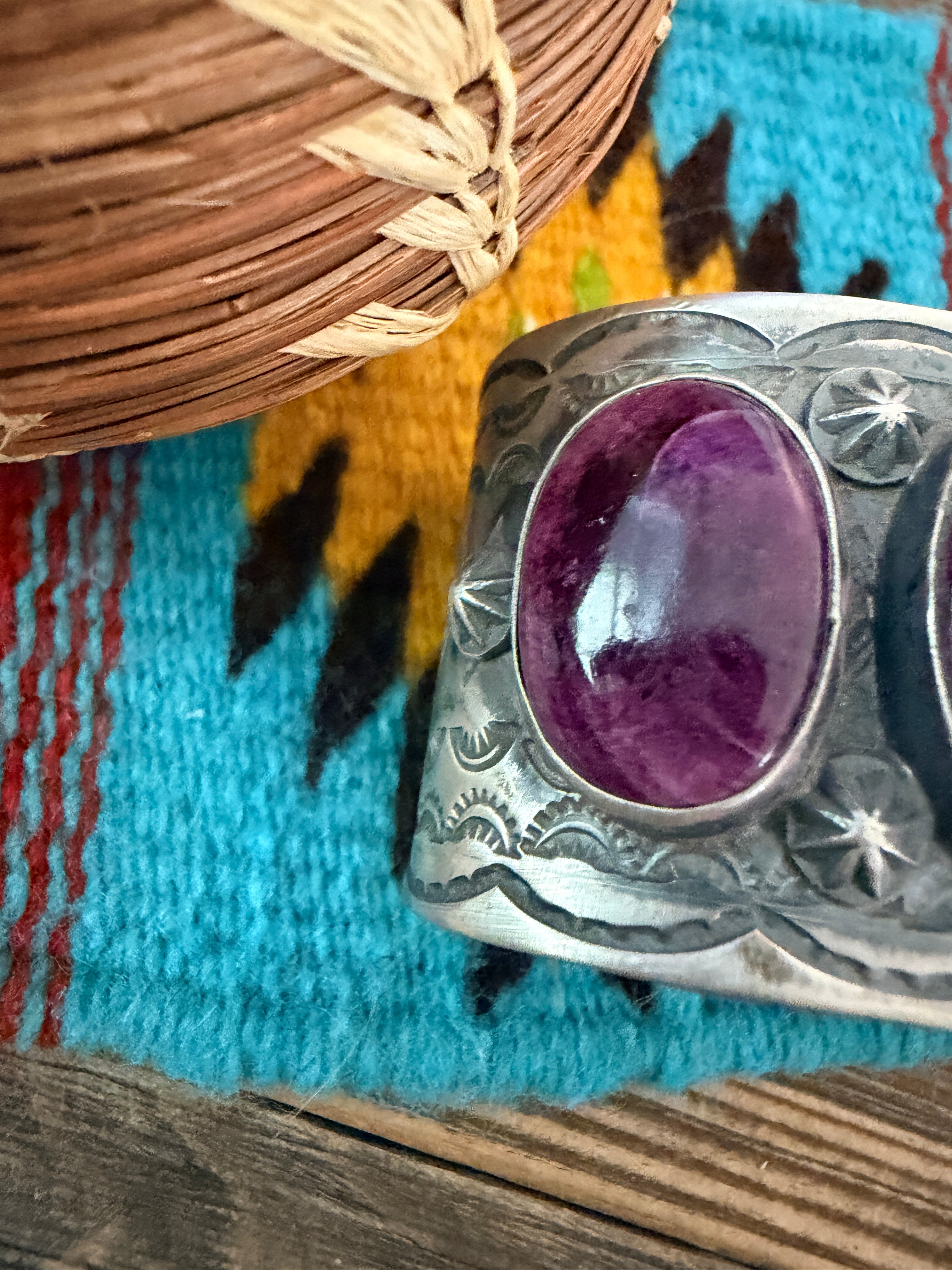 Handcrafted Purple Spiny Oyster & Sterling Silver Cuff Bracelet by Chimney Butte