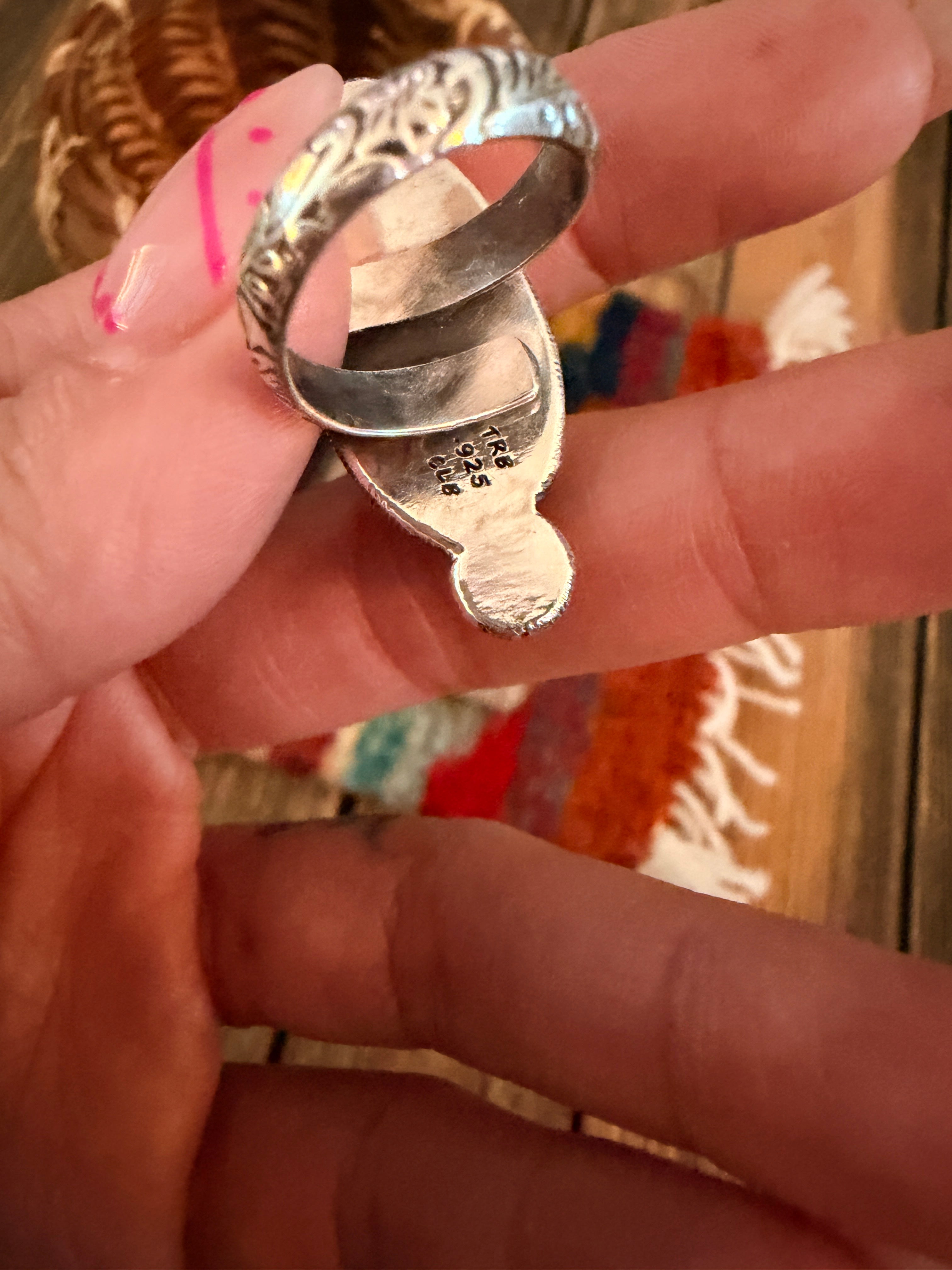 Handmade Sterling Silver and Turquoise Adjustable Ring