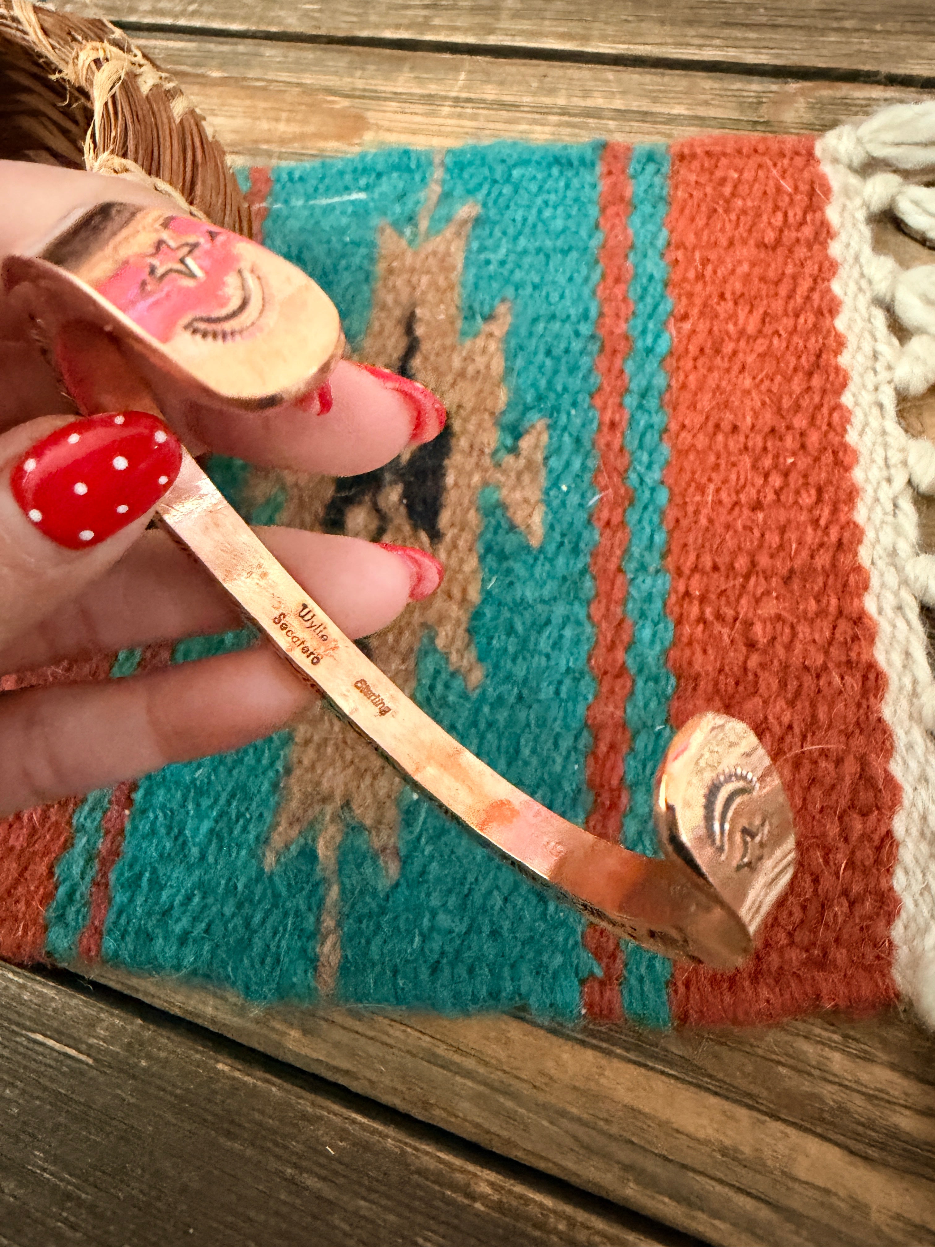 Handcrafted Copper & Sterling Silver Cuff Bracelet by Wylie Secatero