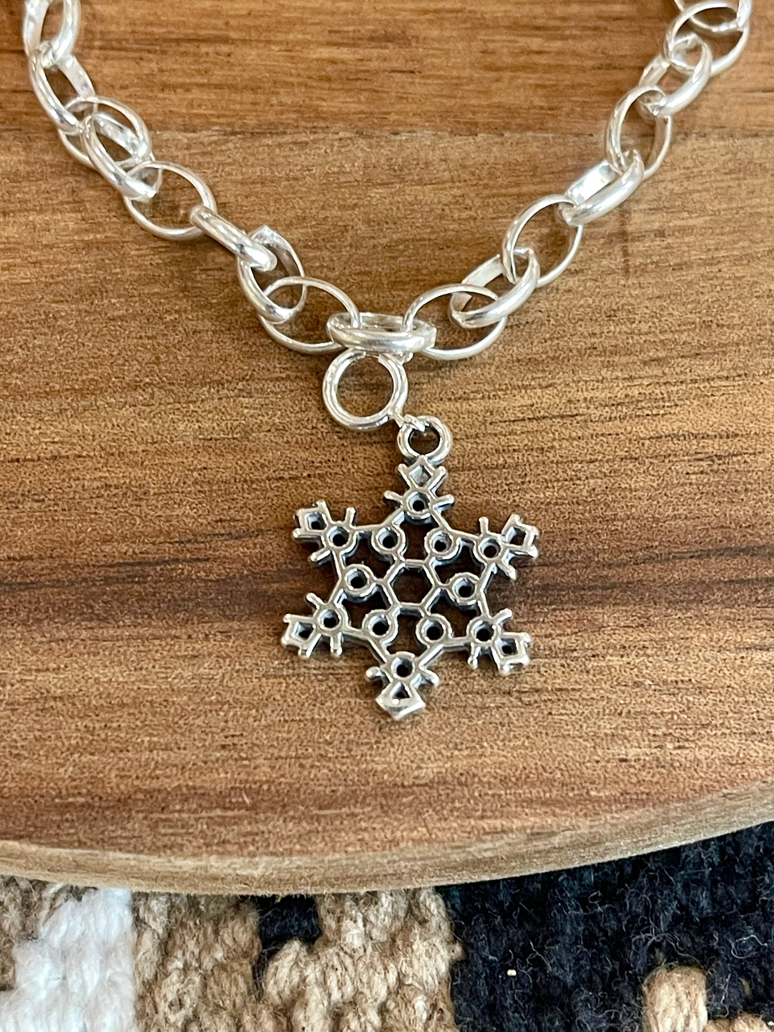 Handmade Sterling Silver CHRISTMAS SNOWFLAKE Charm