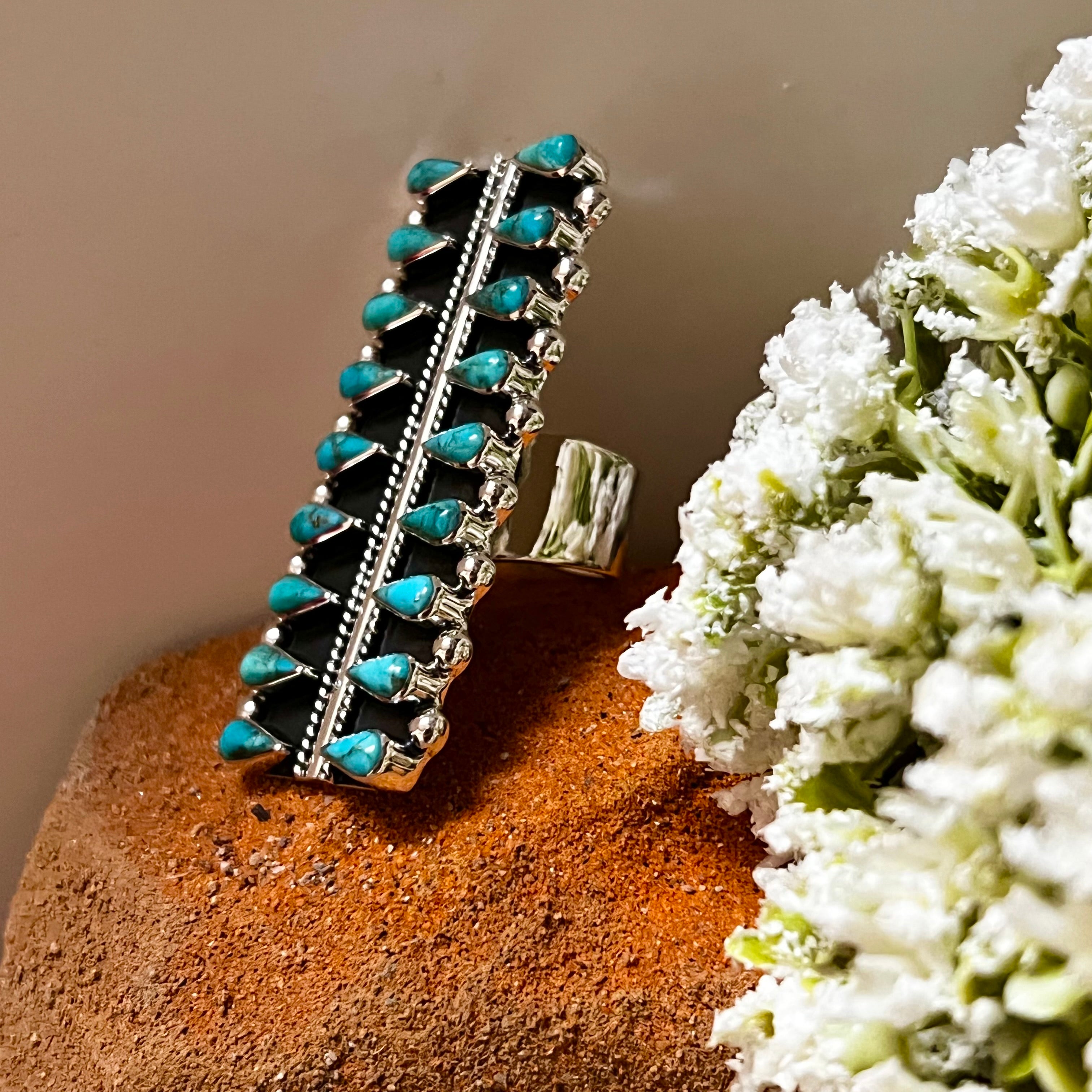 Handmade Sterling Silver & Turquoise Tear Drop Statement Ring