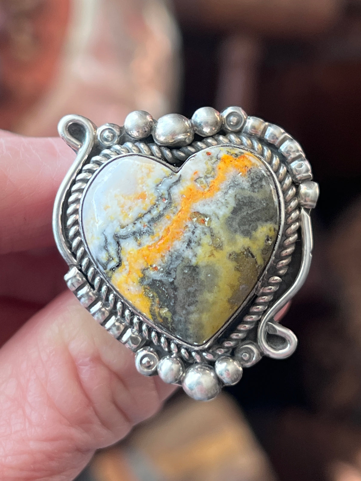 Rosella Paxson Sterling Silver & Bumblebee Heart Ring, Size 7.5-8