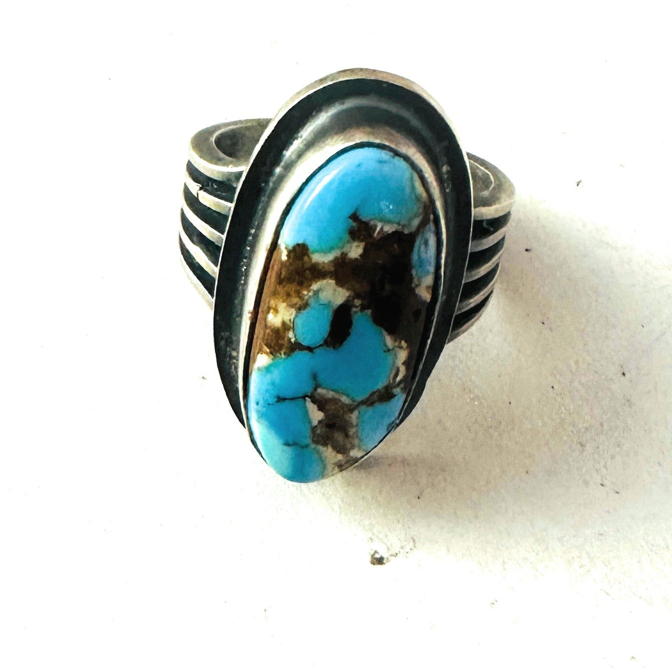 Navajo Golden Hills Turquoise & Sterling Silver Ring Size 6.5