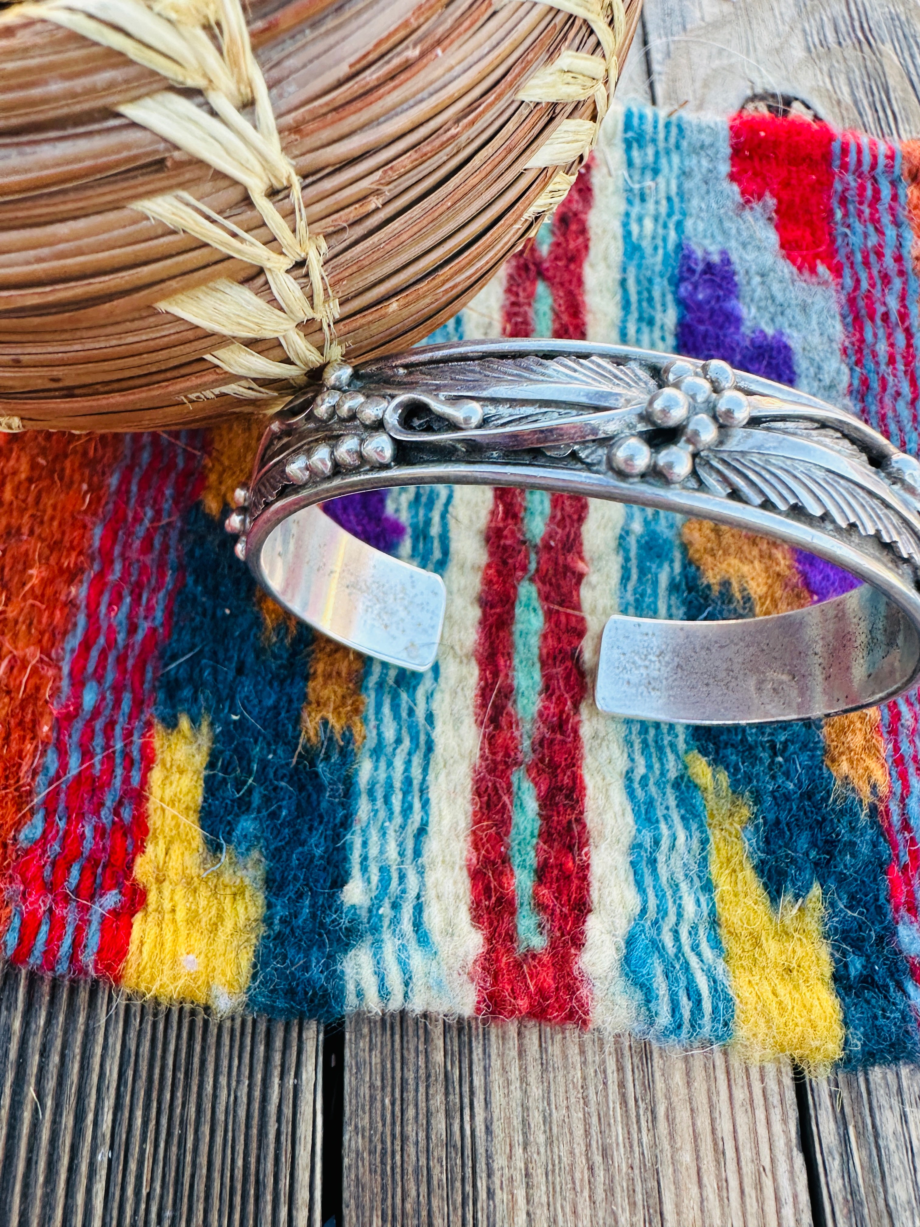 Handcrafted Old Pawn Sterling Silver Cuff Bracelet