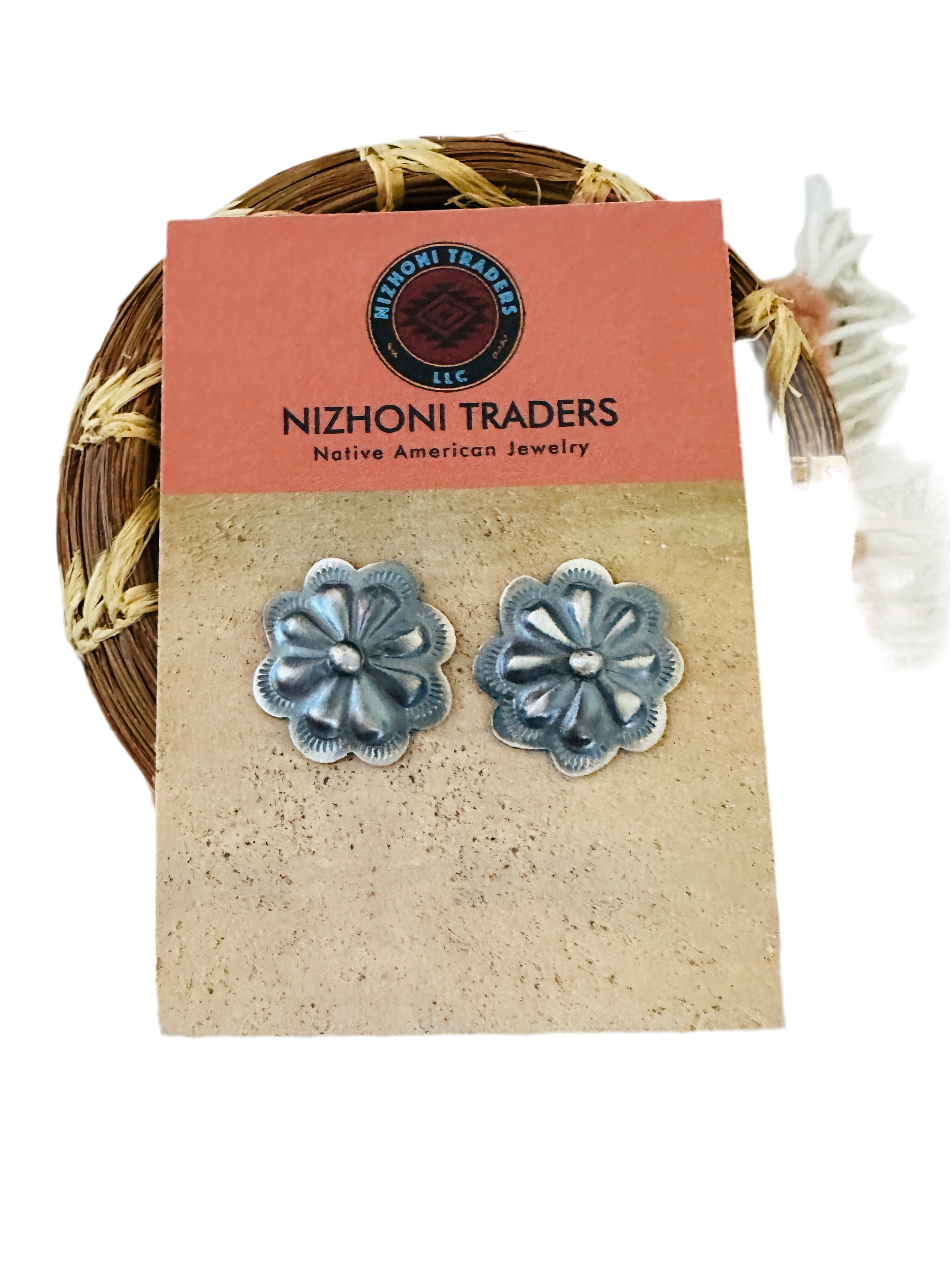 Handcrafted Sterling Silver Concho Stud Earrings