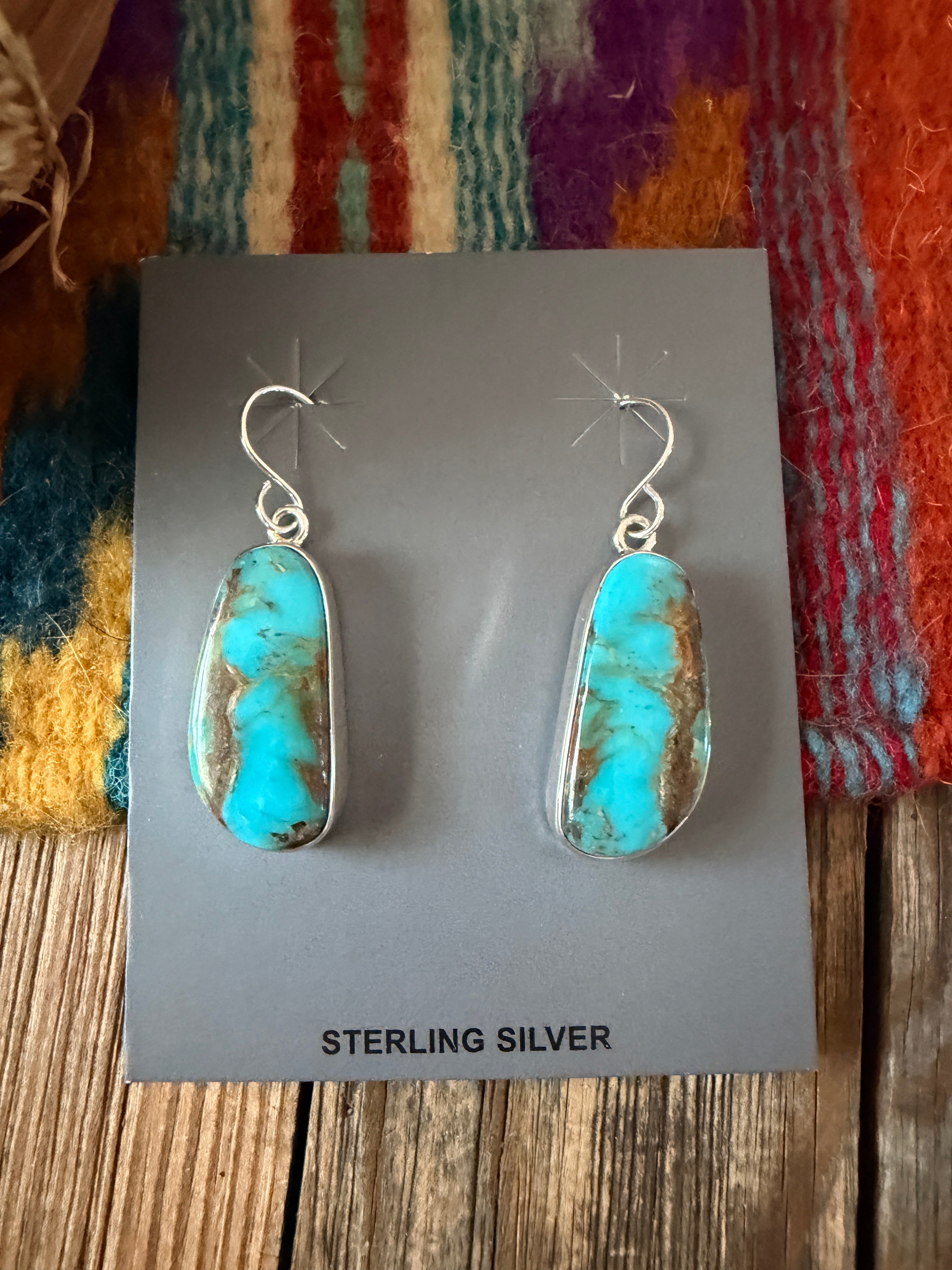Handcrafted Turquoise & Sterling Silver Dangle Earrings