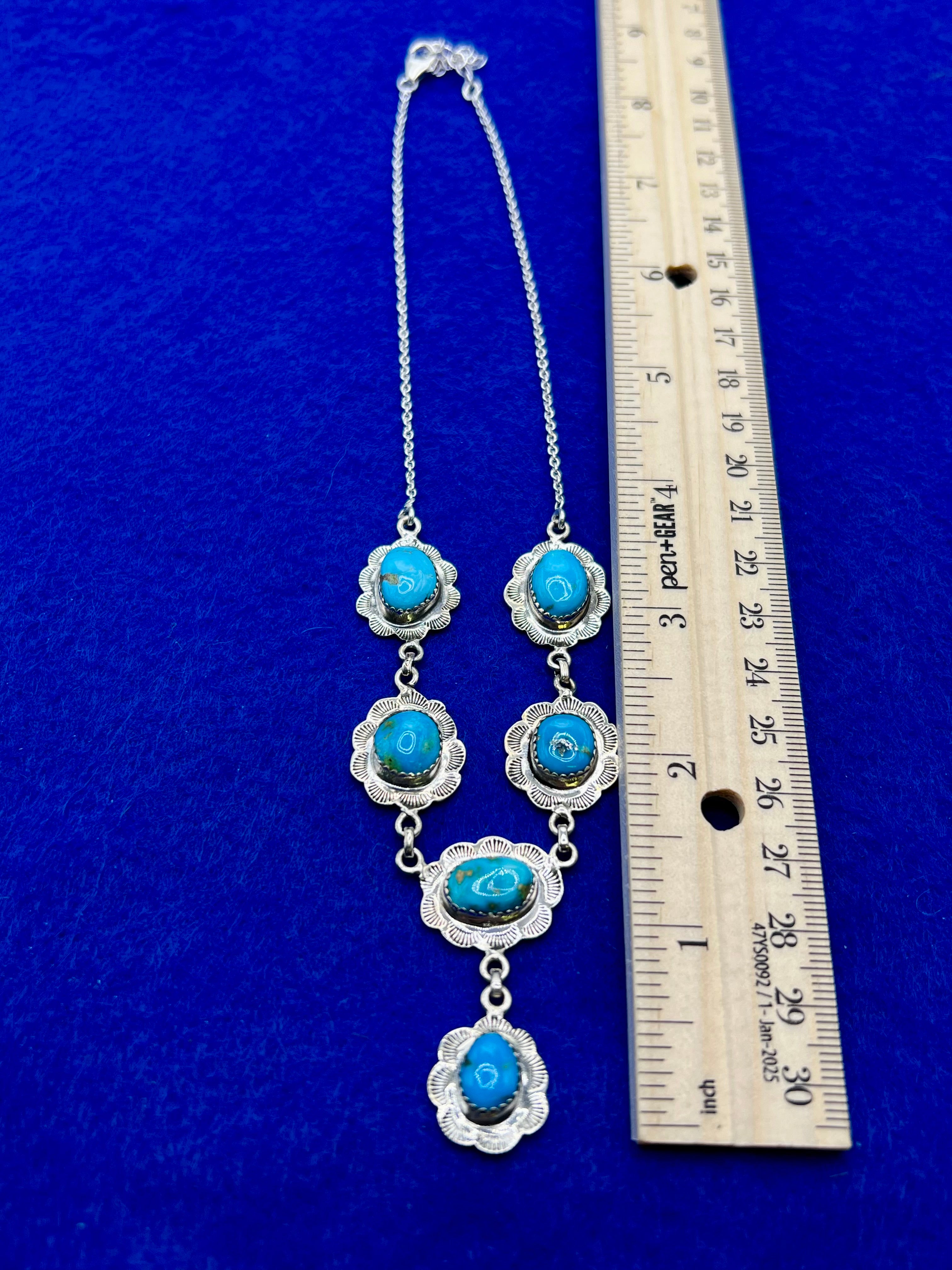 Handmade South Hill Sonoran Turquoise Sterling Silver Necklace