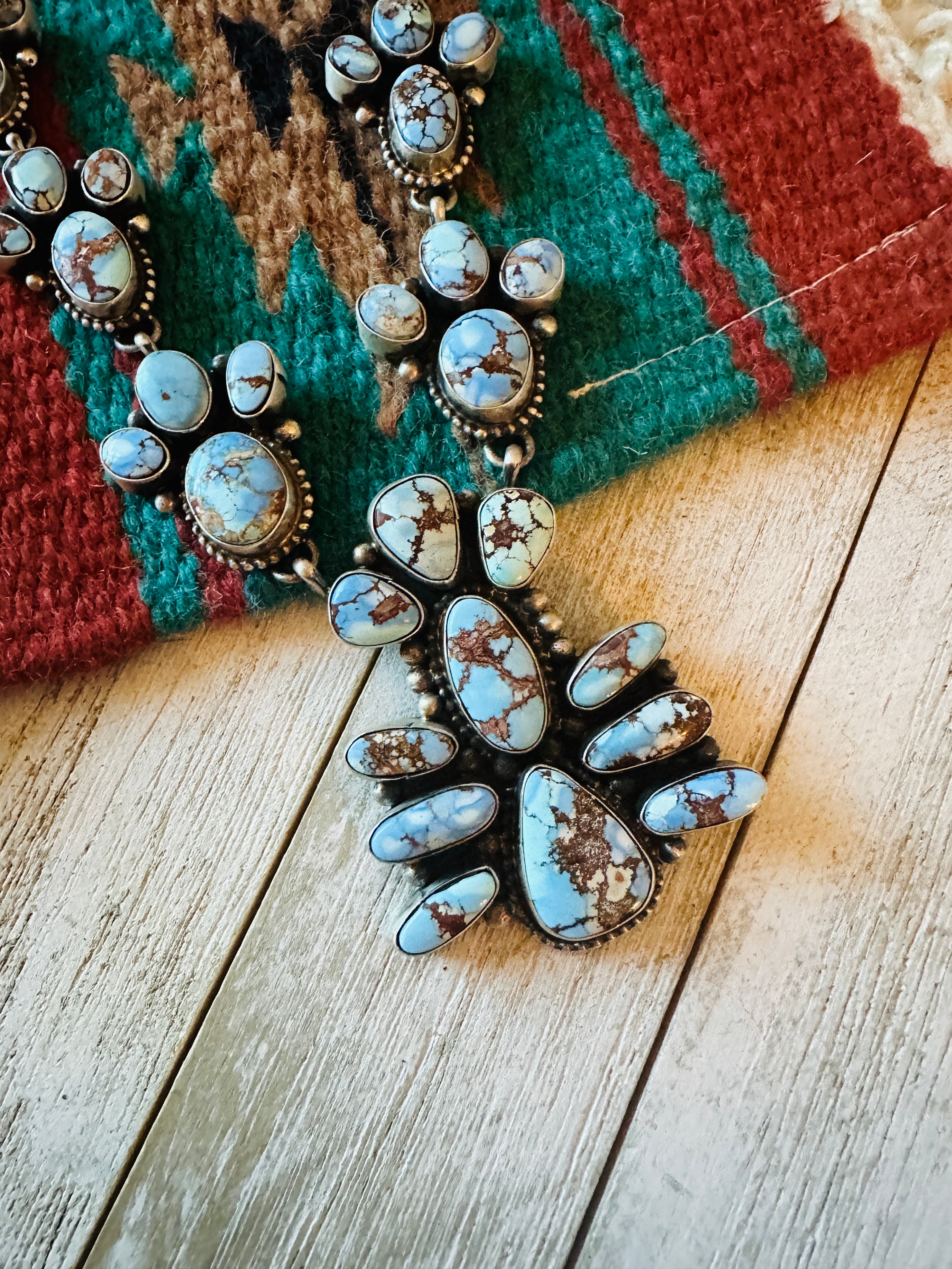 Navajo Golden Hills Turquoise & Sterling Silver Necklace Set