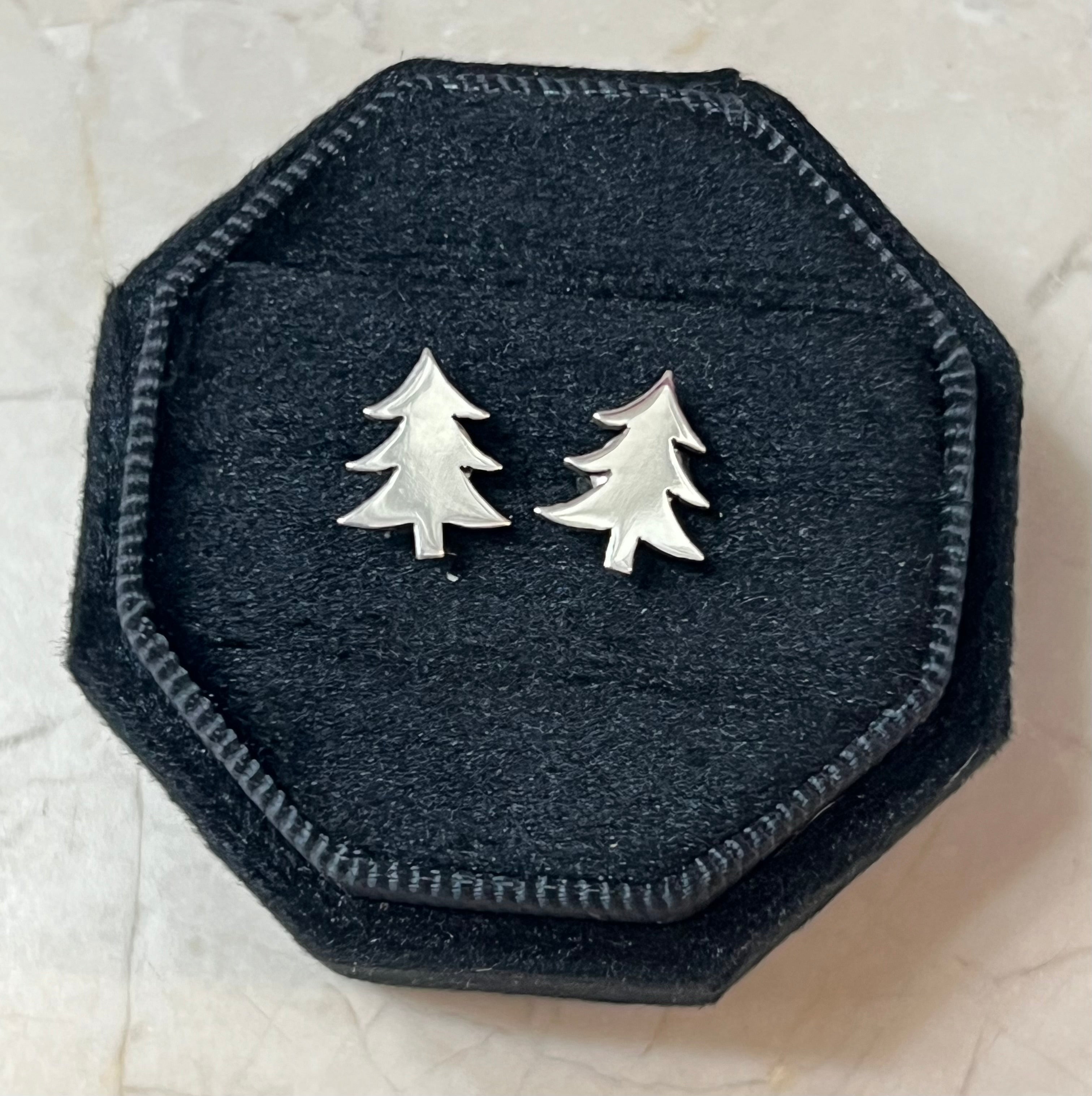 Sterling Silver 3-Branch Christmas Tree Earrings On Post