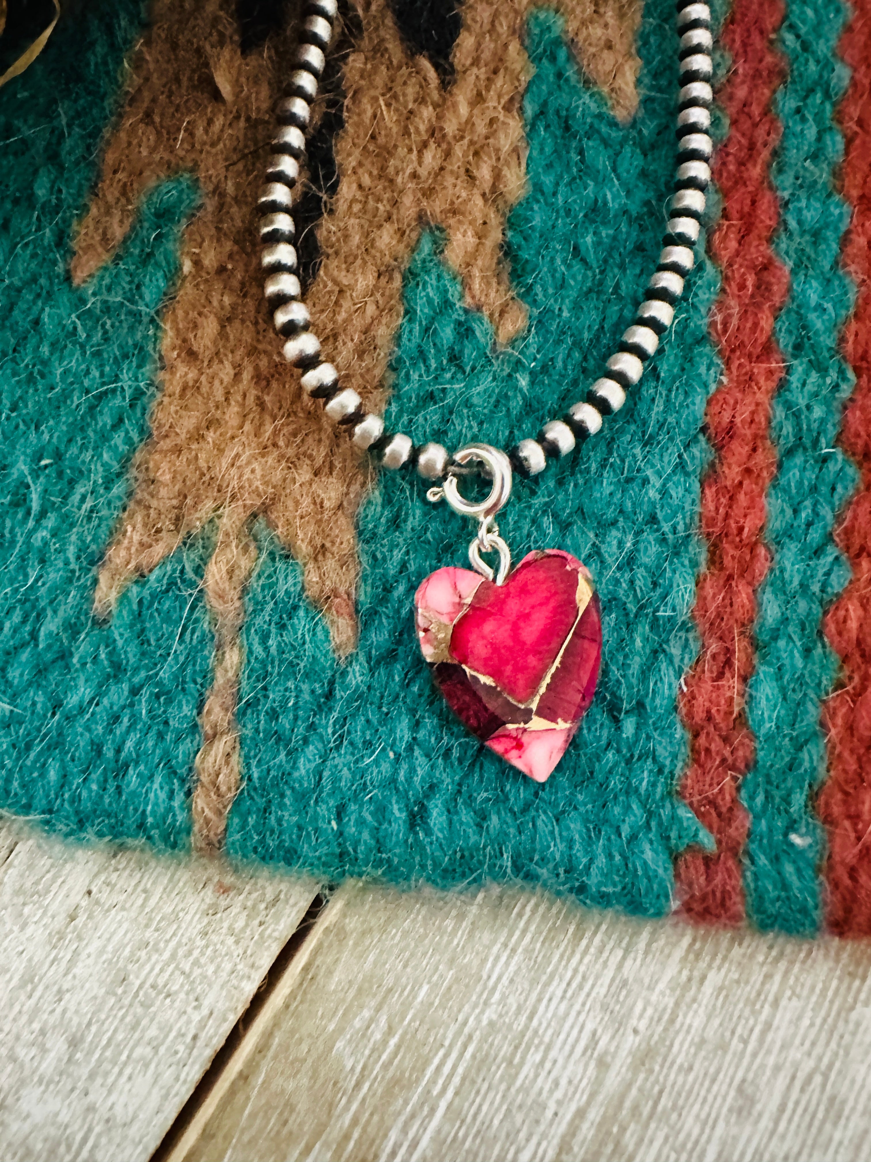 Handcrafted & Hand Carved Rose Dahlia Heart Charm