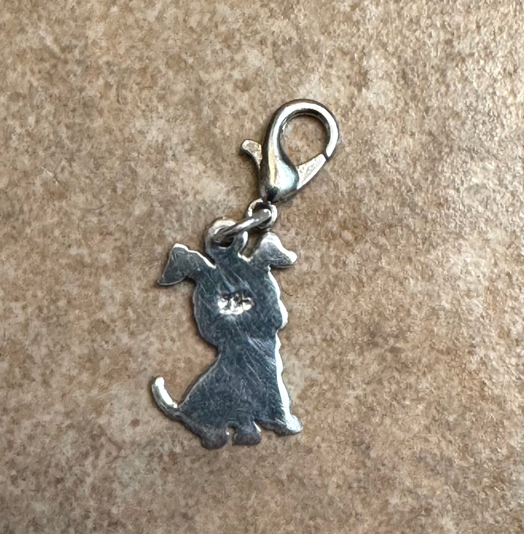 Multicolored Party Dog Sterling Silver Charm