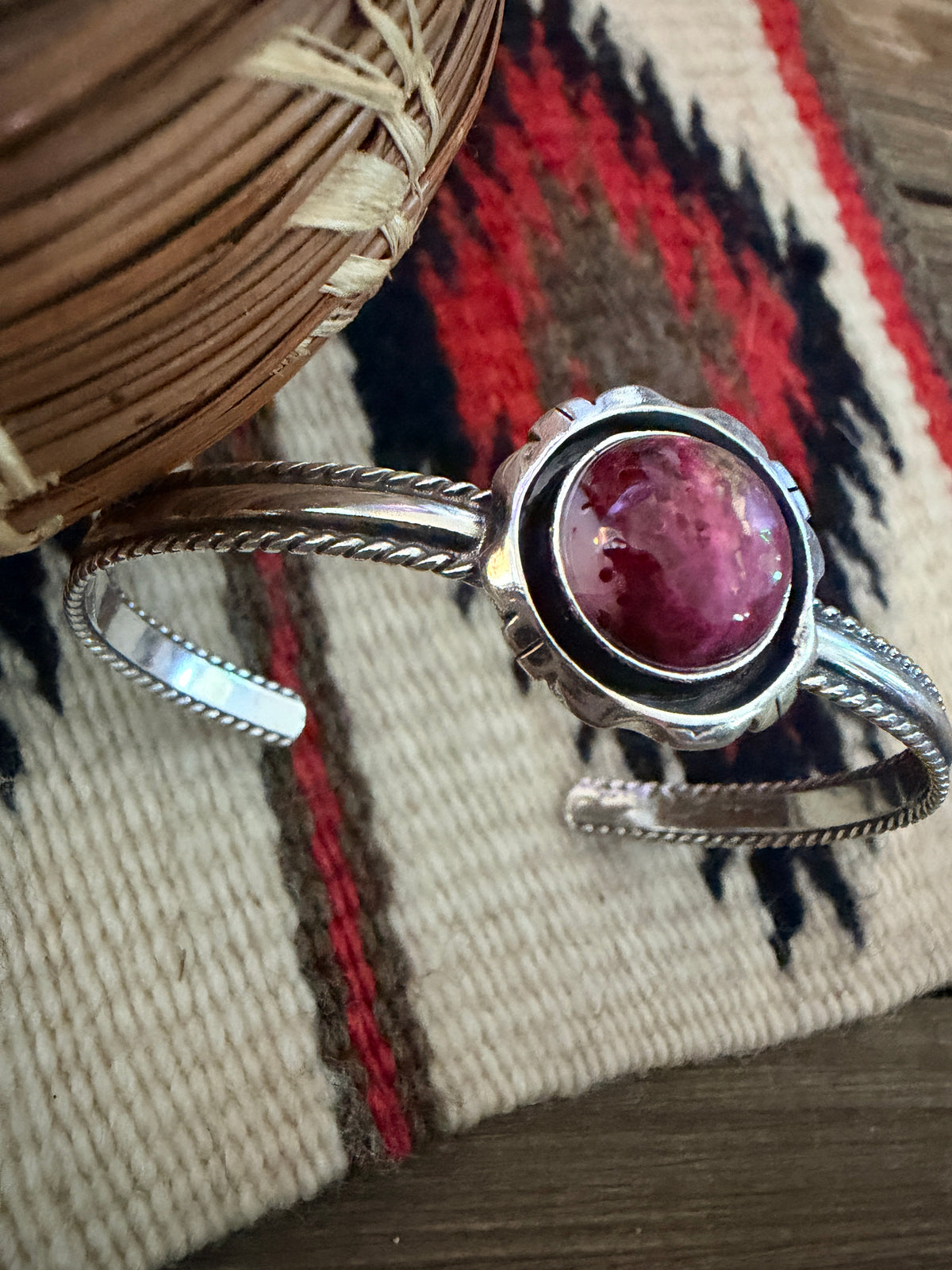 Handcrafted Pink Dream Mojave & Sterling Silver Cuff Bracelet