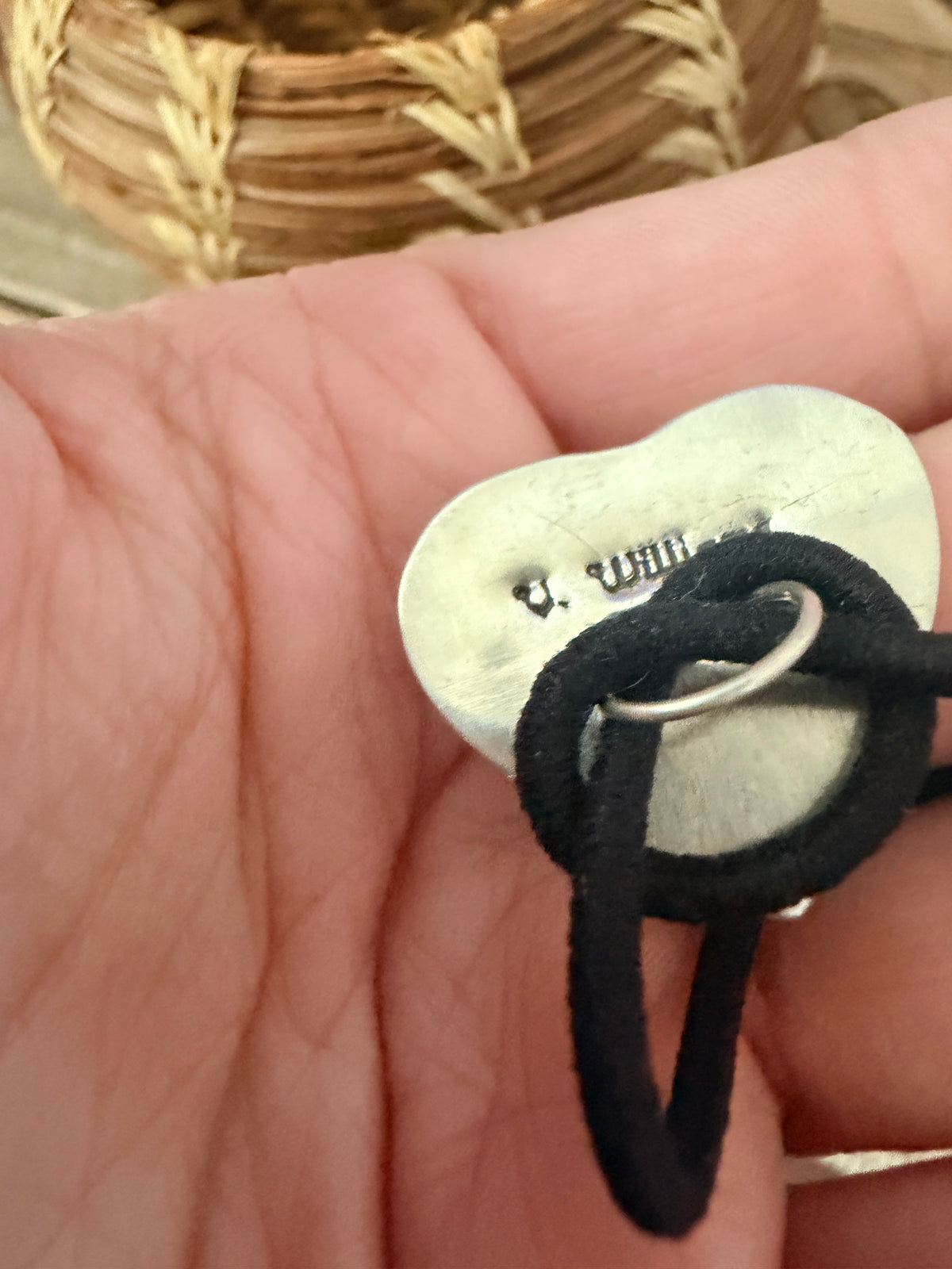 Handcrafted Pink Dream Mojave & Sterling Silver Heart Hair Tie Charm