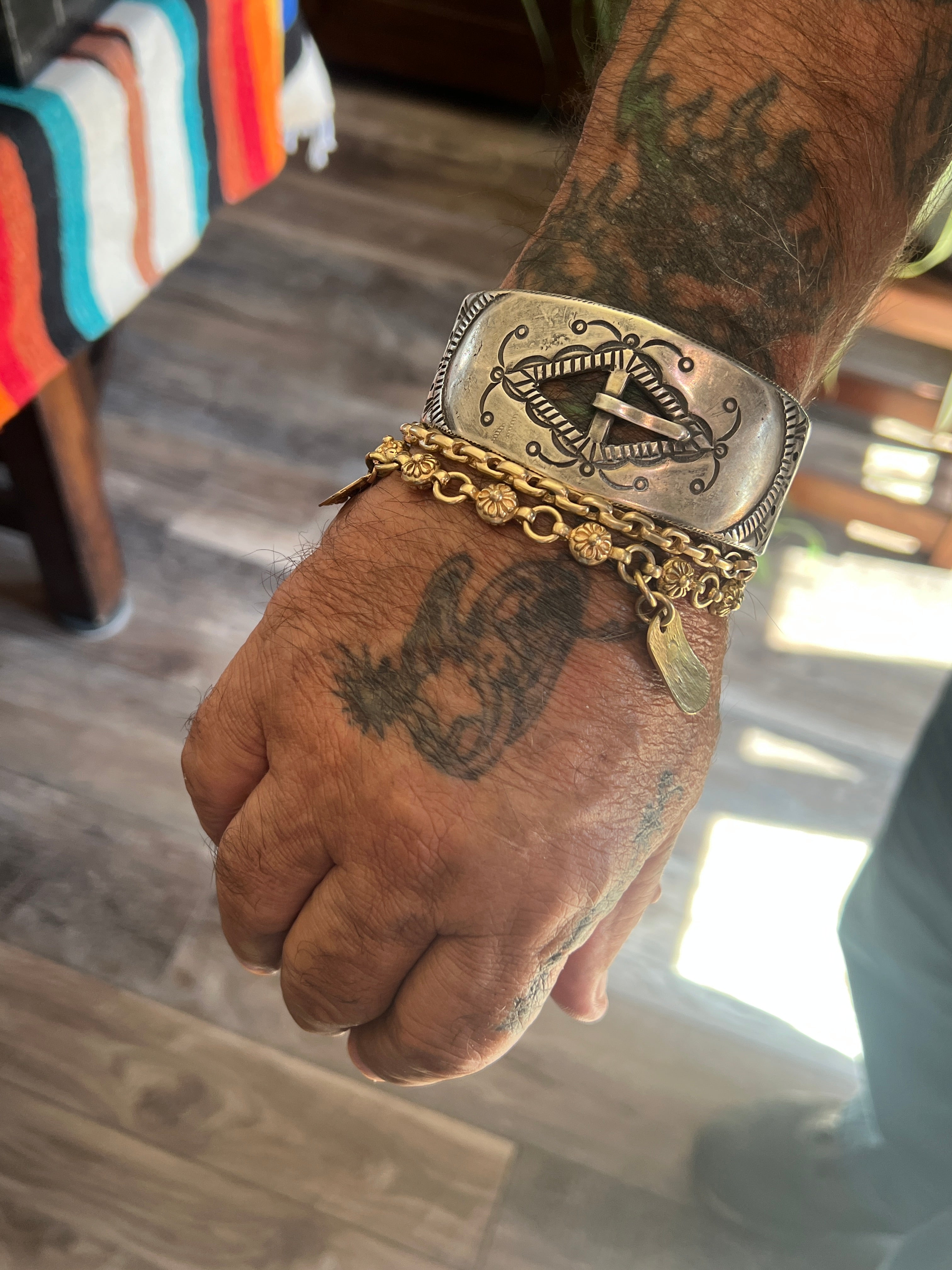 Handcrafted & Hand Forged Old Pawn Sterling Silver Ingot Cuff Bracelet by Santa Fe Artist, Buffalo: The Buckle