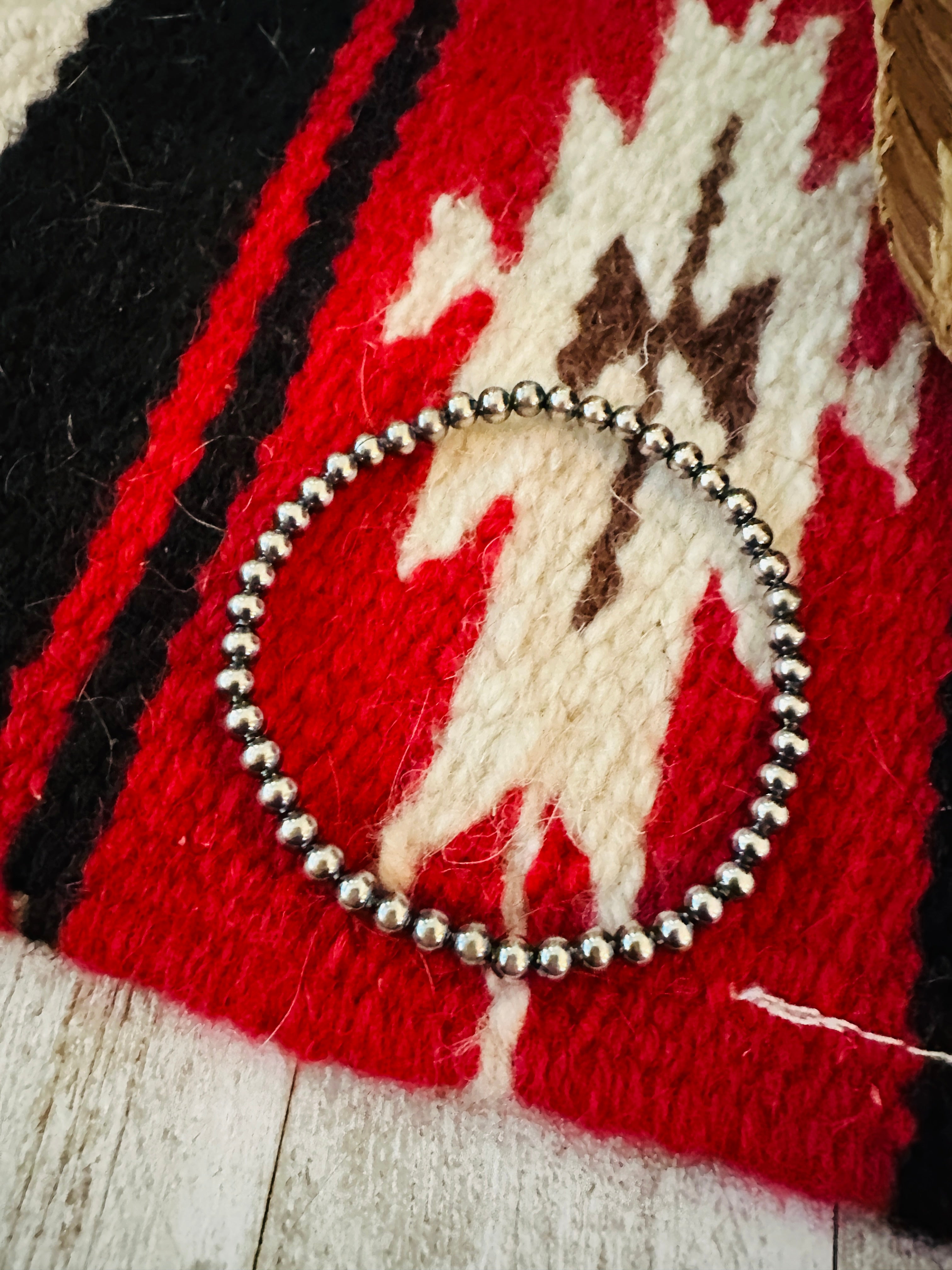 Handcrafted Sterling Silver 4mm Pearl Beaded Stretch Bracelet