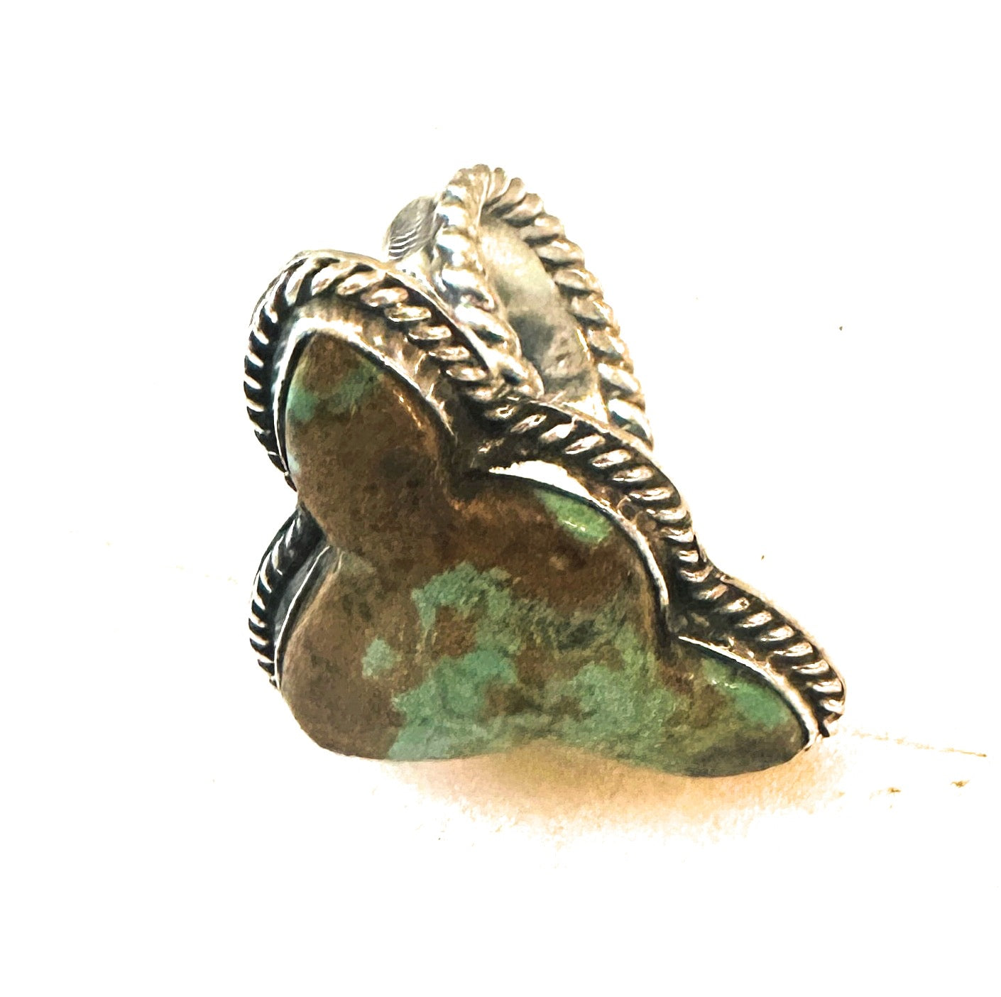 Navajo Royston Turquoise & Sterling Silver Bullhead Adjustable Ring