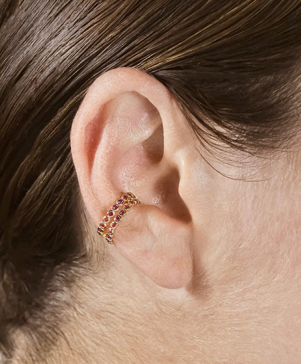 Sterling Silver Delicate Pink Bubble CZ Ear