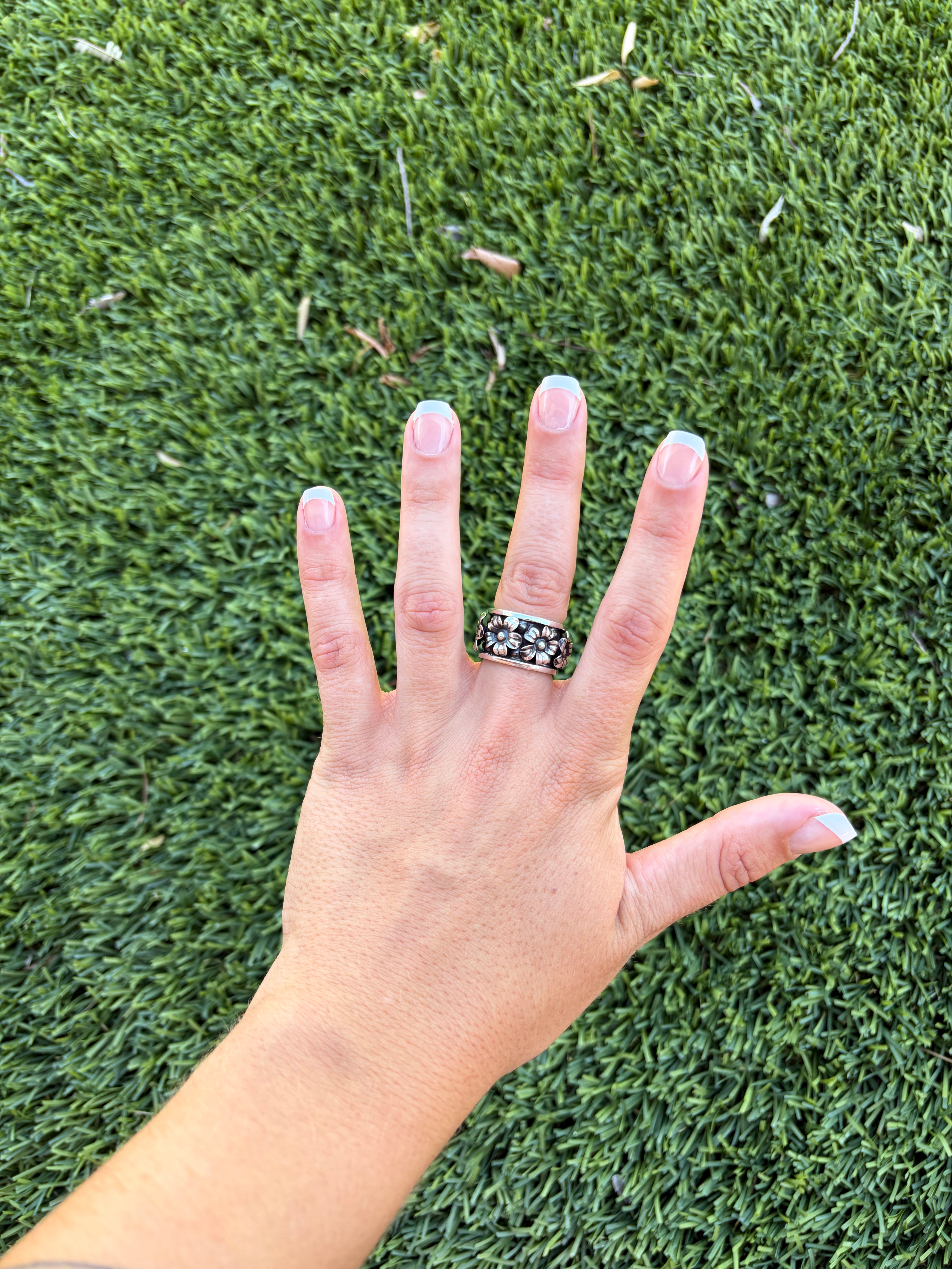 Handmade Sterling Silver Adjustable Flower Ring