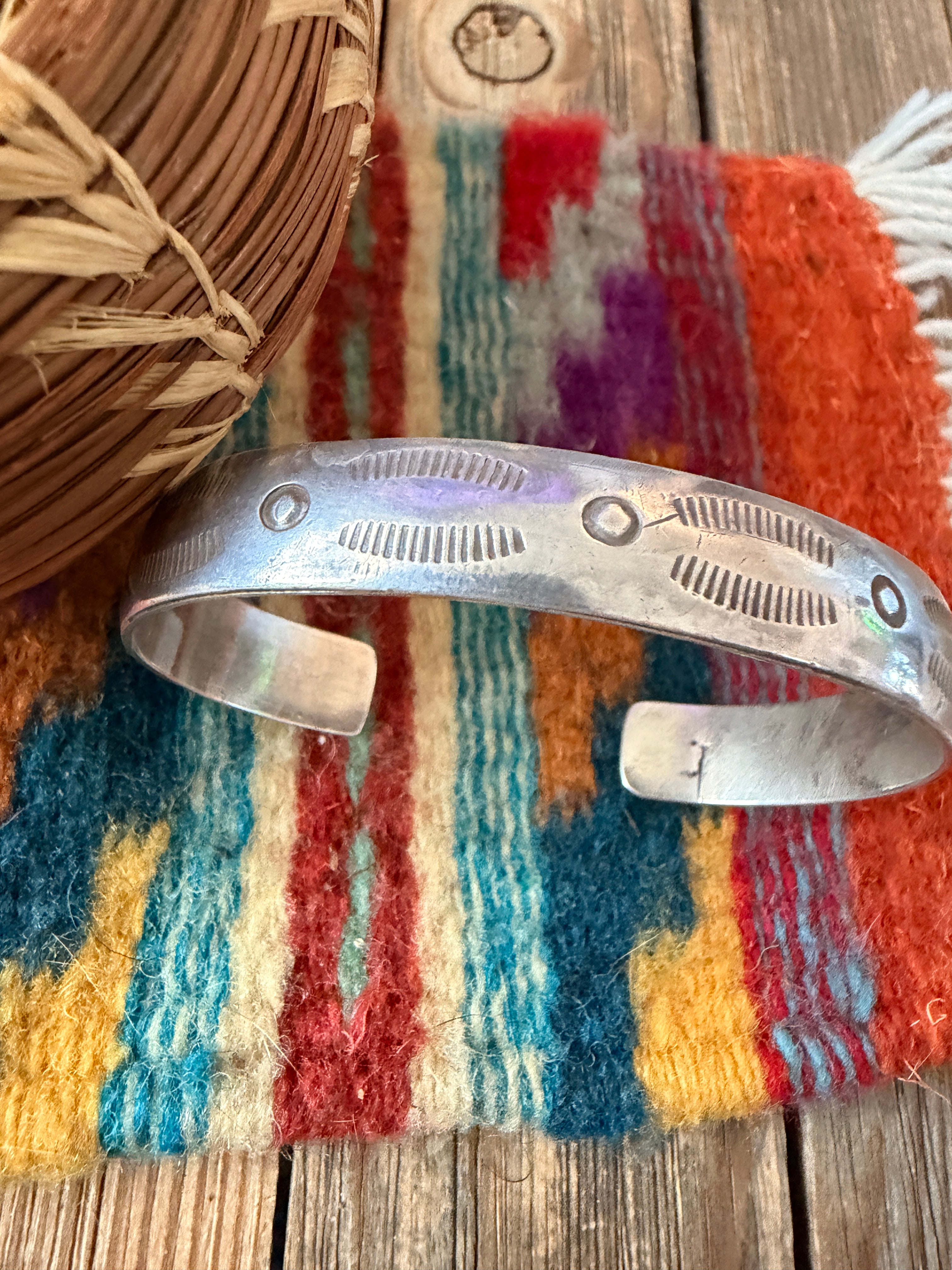 Handcrafted Old Pawn Sterling Silver Cuff Bracelet
