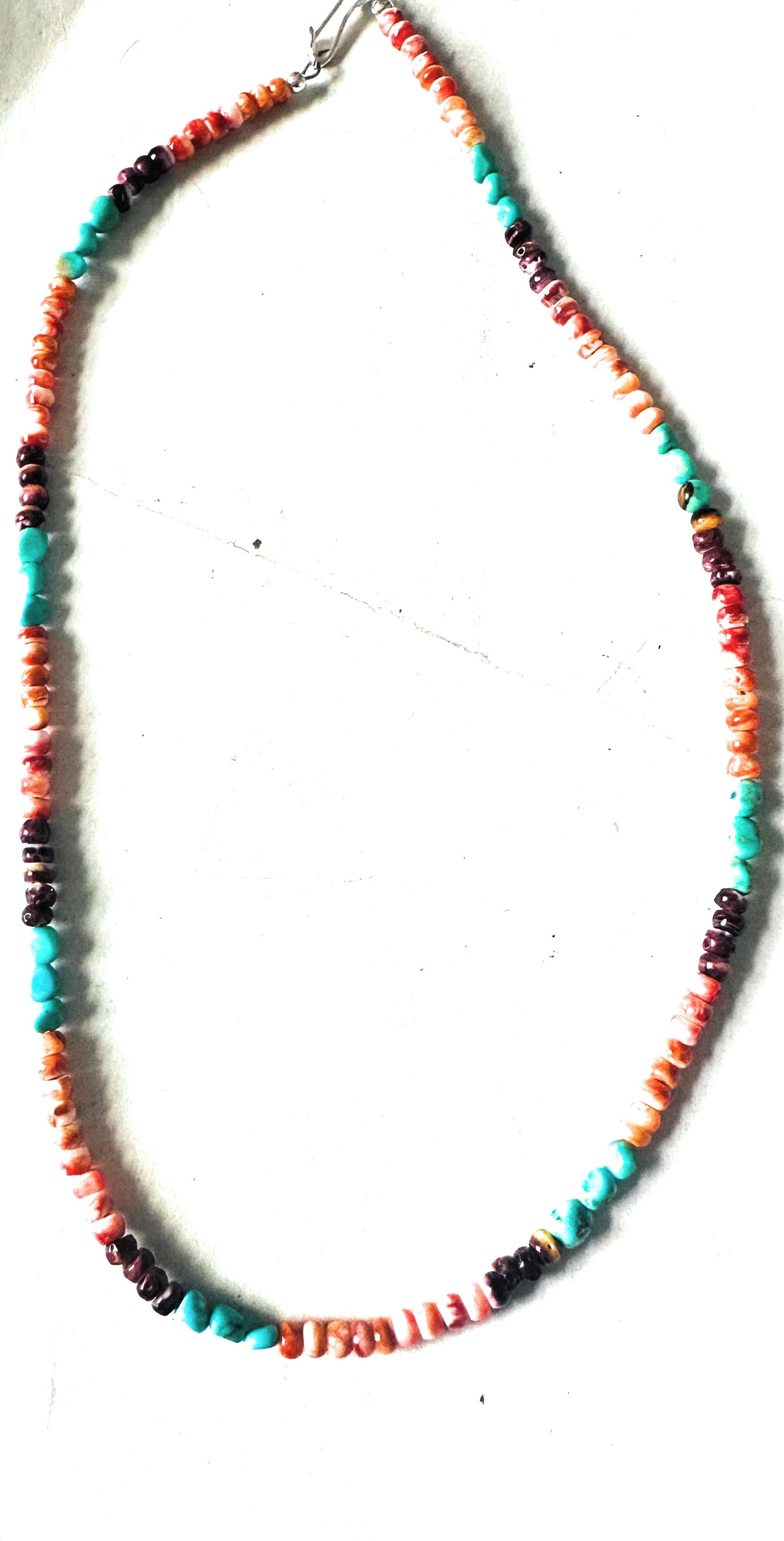 Navajo Turquoise, Spiny & Sterling Silver Beaded Necklace