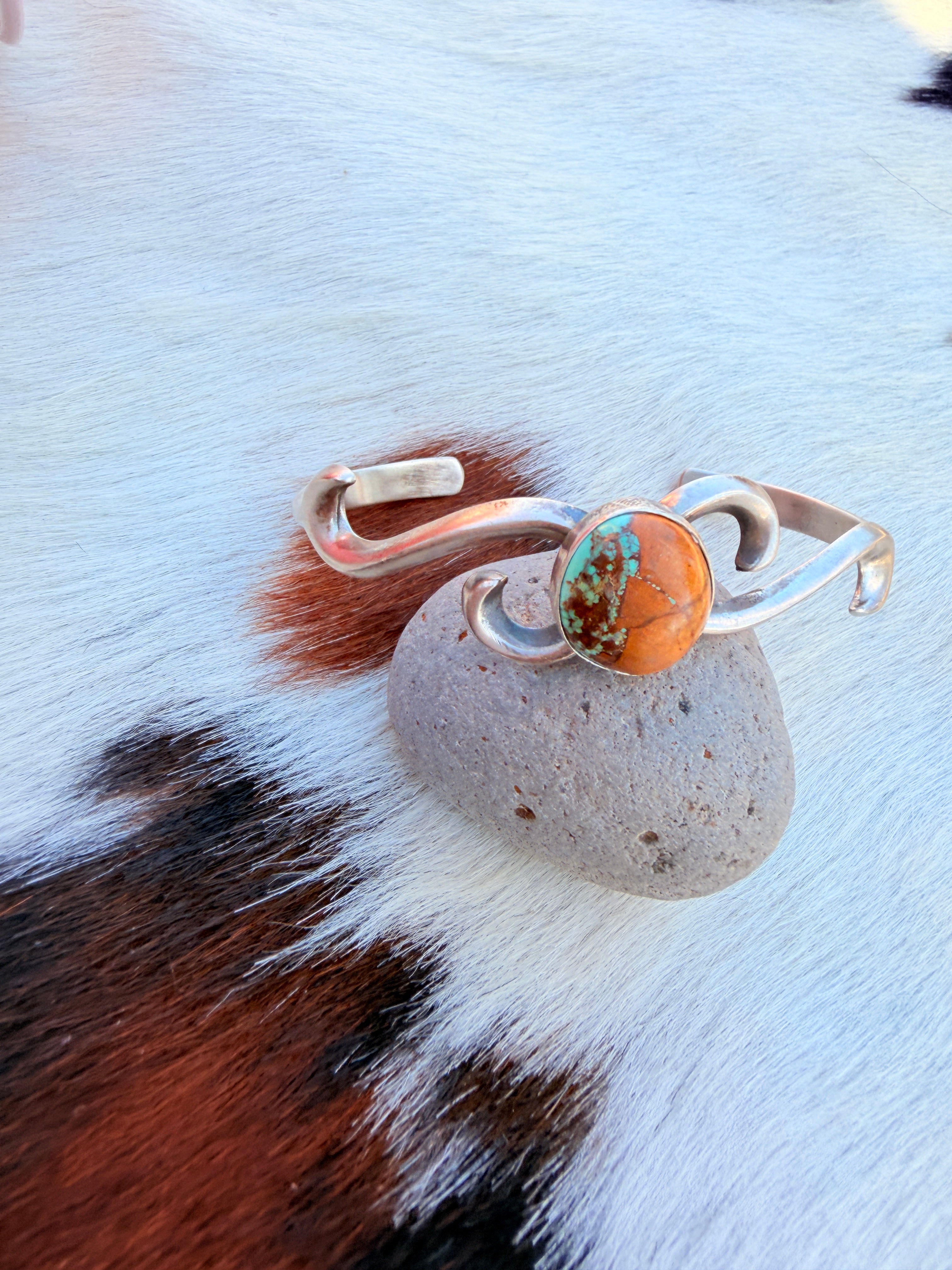 Handcrafted Royston Turquoise & Sterling Silver Cuff Bracelet
