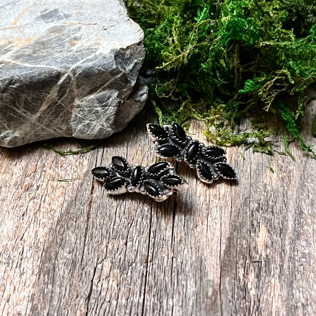 Handmade Black Onyx Sterling Silver Stud Earrings