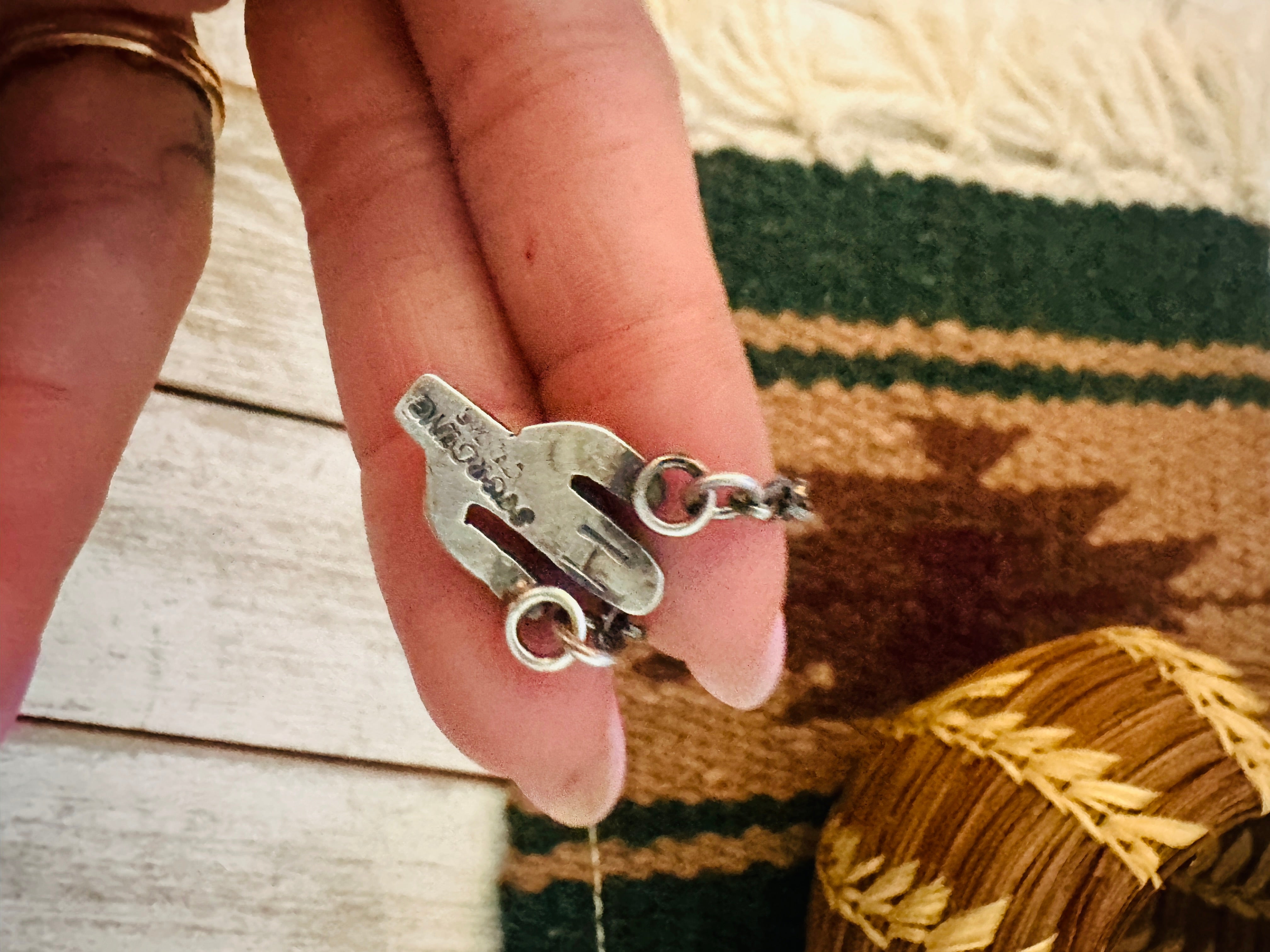 Navajo Sterling Silver & Turquoise Cactus Necklace