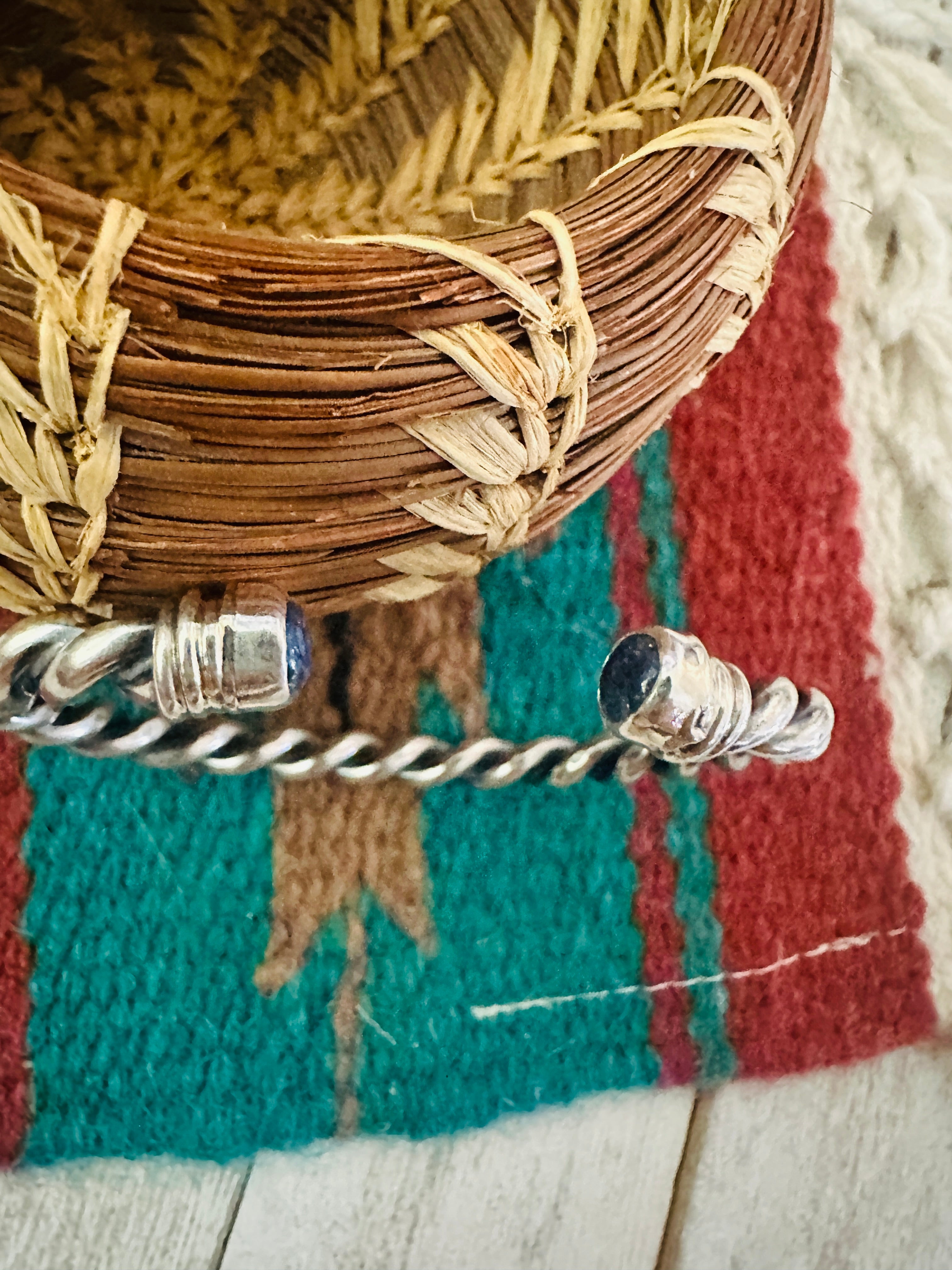 Navajo Sterling Silver & Lapis Cuff Bracelet