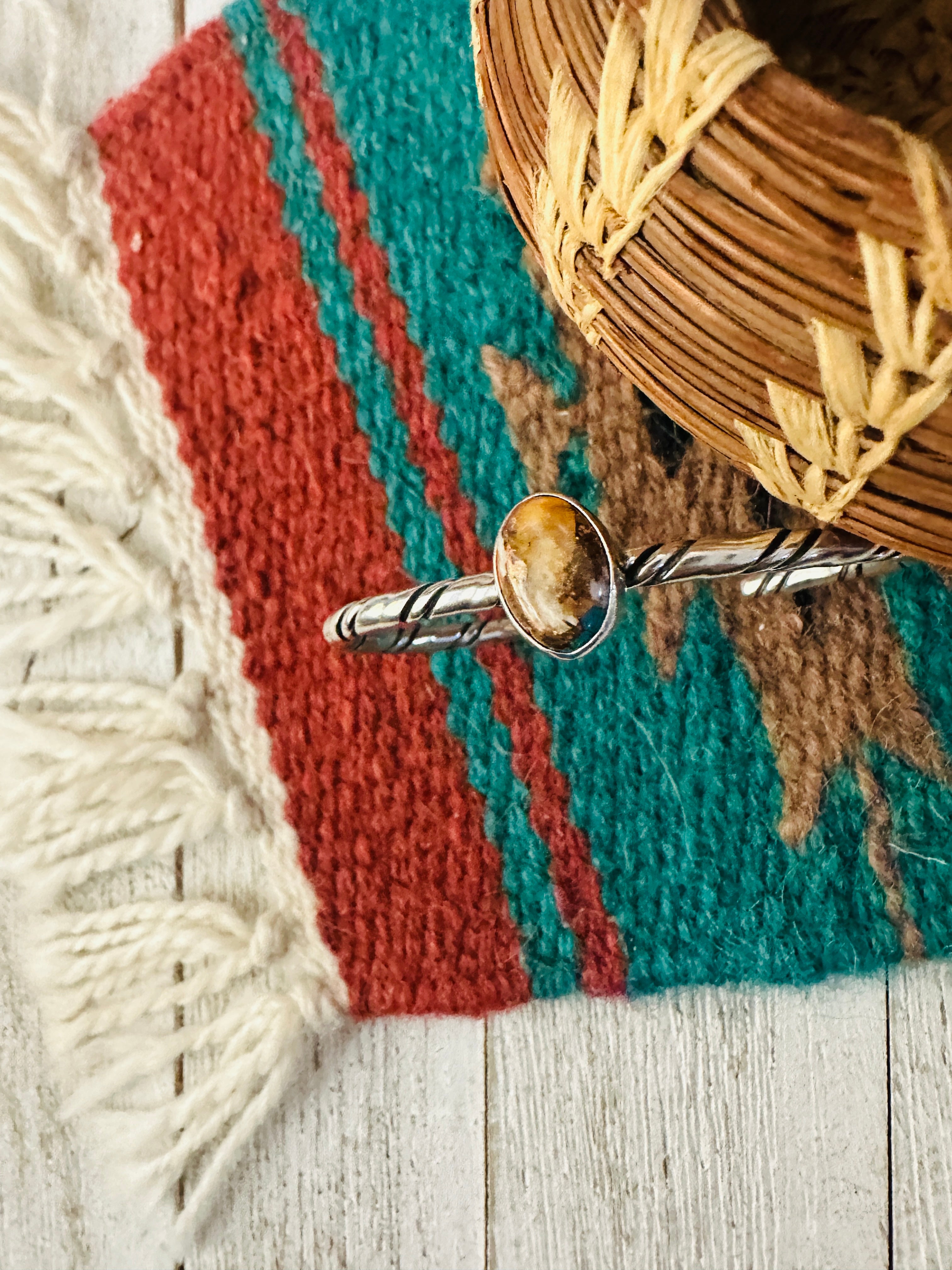 Navajo Sterling Silver & Spice Cuff Bracelet