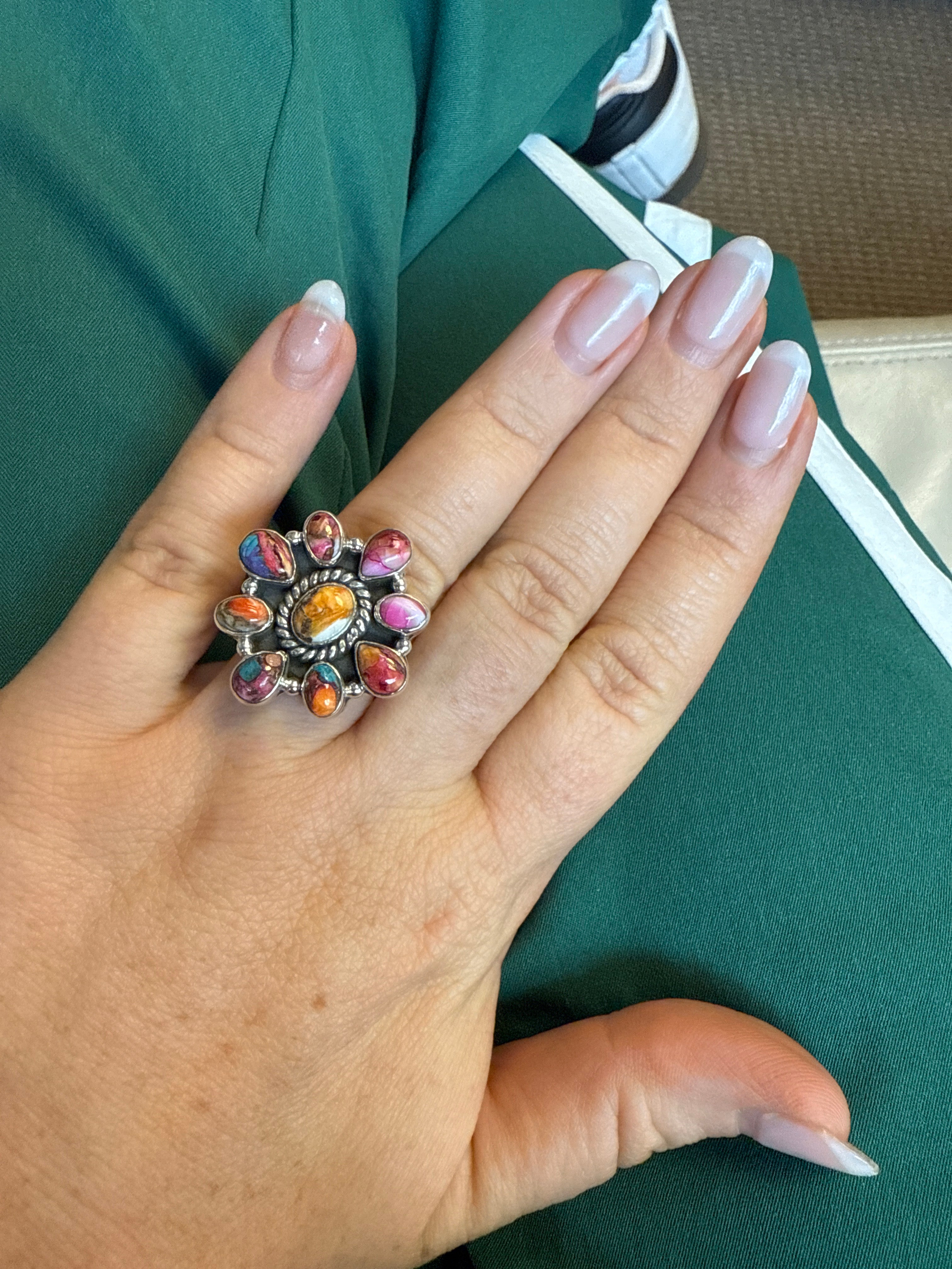 Handmade Adjustable Pink Dream Mojave & Sterling Silver Ring