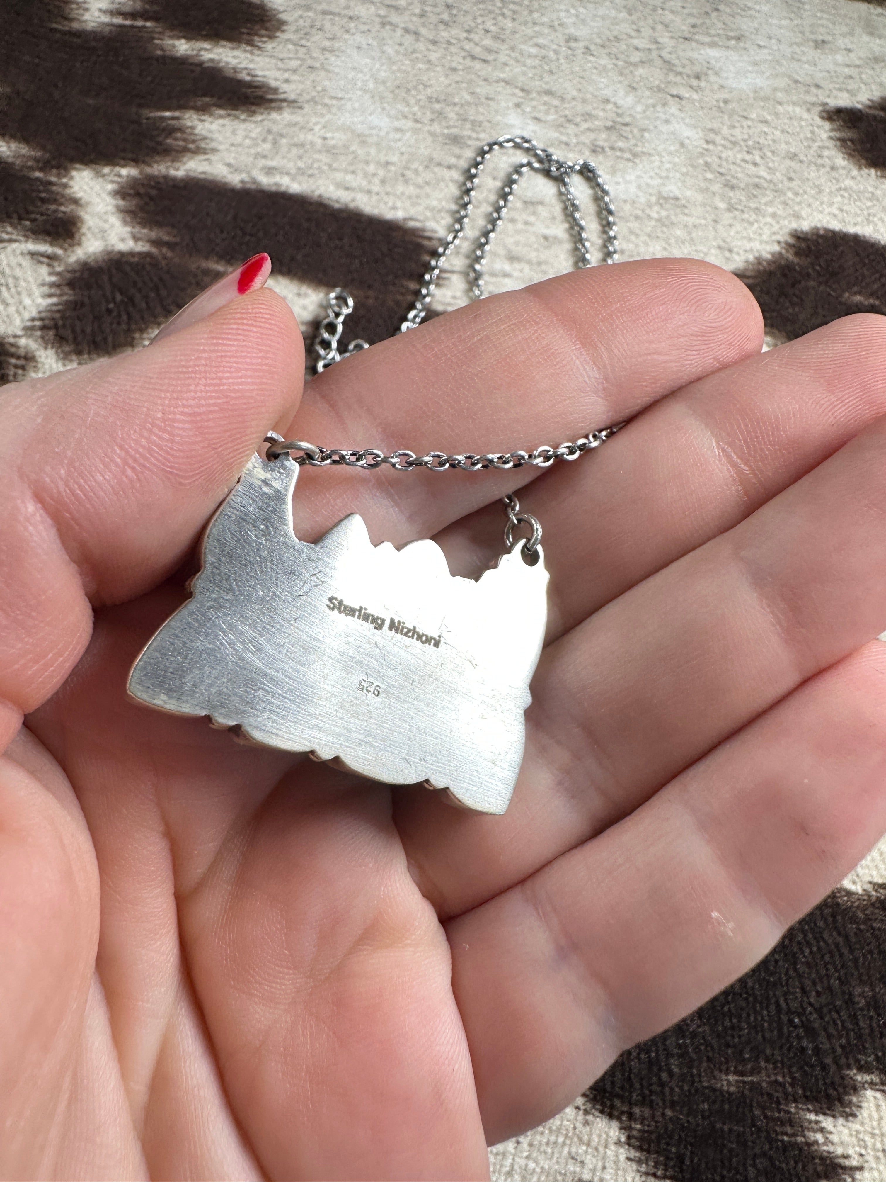 Handmade Number 8 Turquoise & Sterling Silver Cluster Bar Necklace