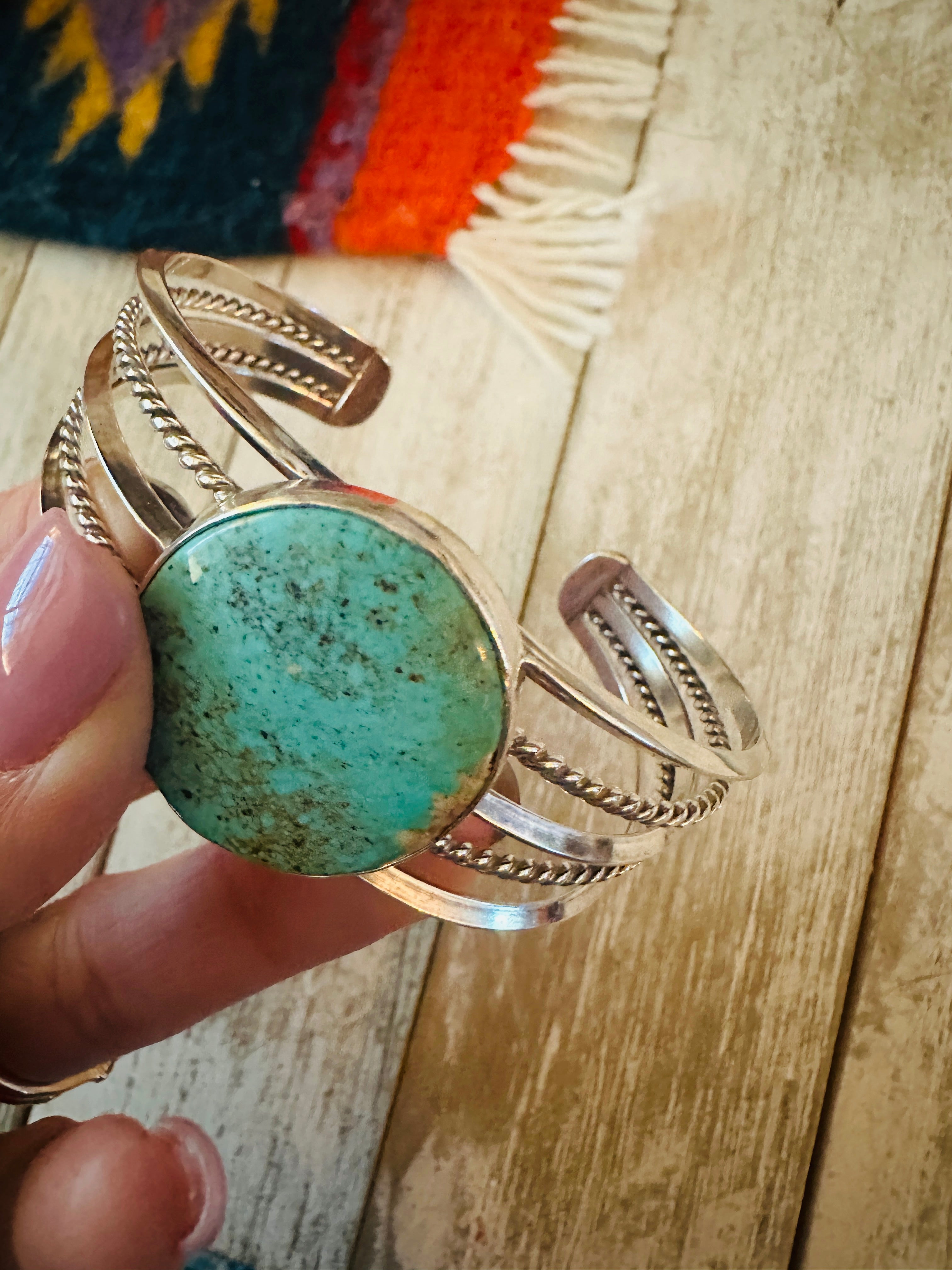 Navajo Sterling Silver & Turquoise Cuff Bracelet