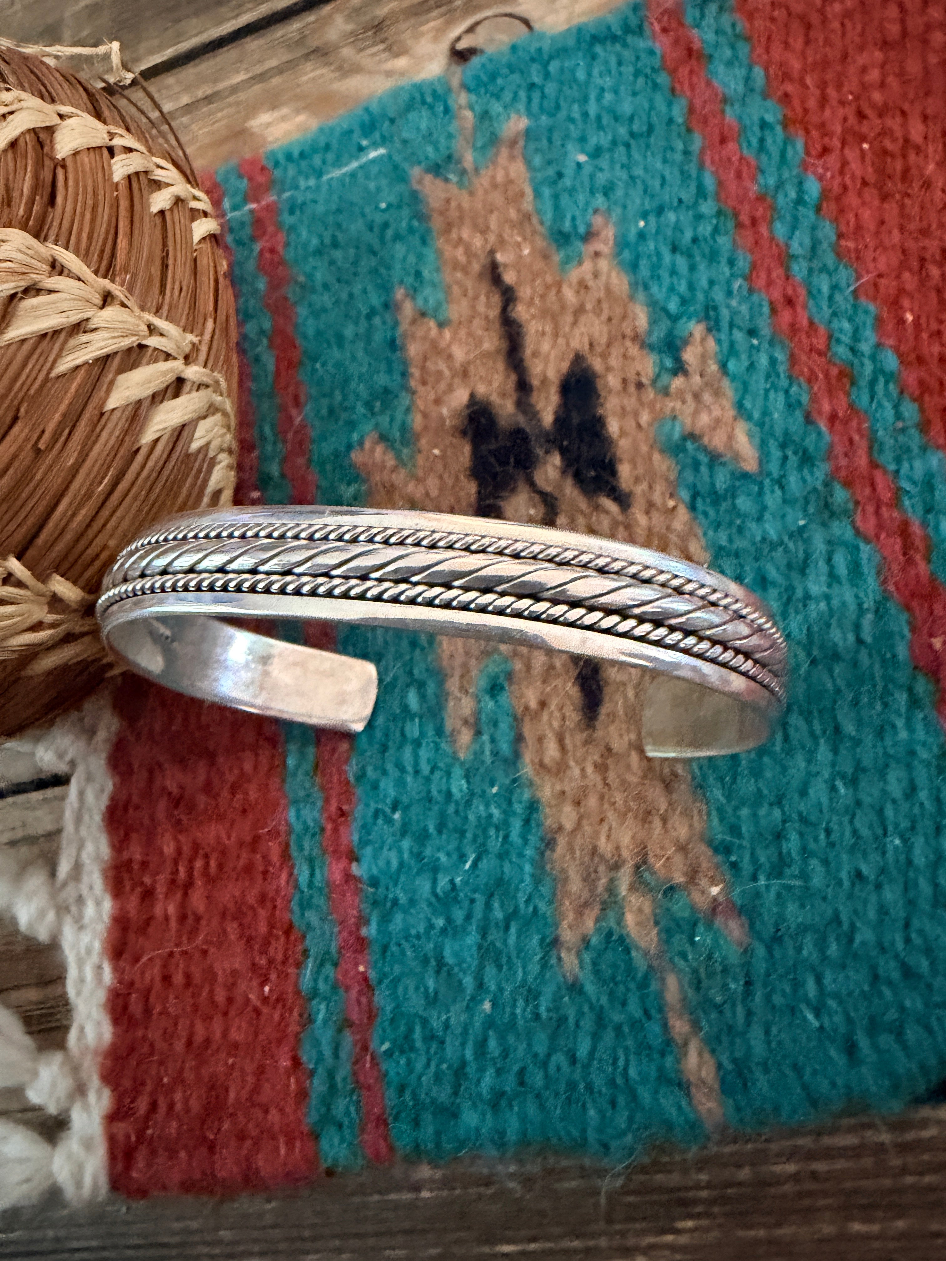 Handcrafted Old Pawn Sterling Silver Cuff Bracelet