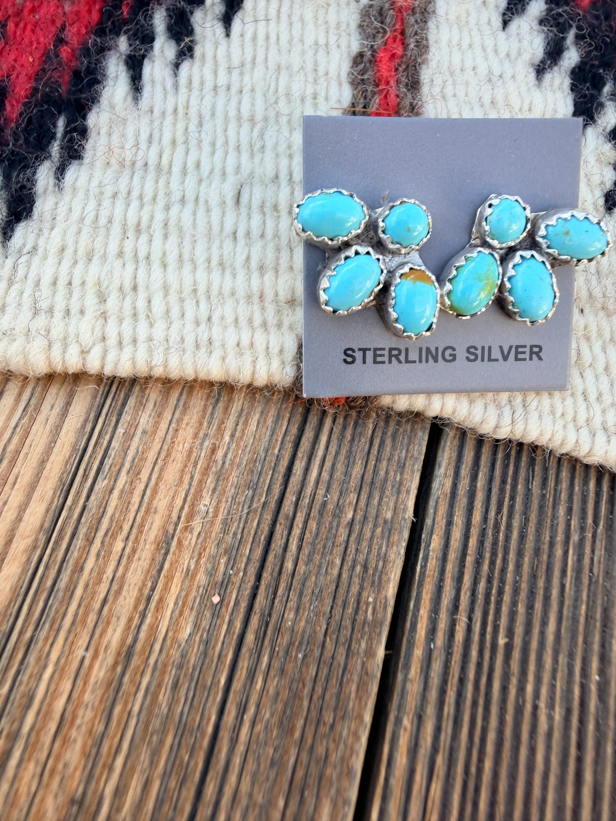 Handcrafted Turquoise & Sterling Silver Cluster Stud Earrings