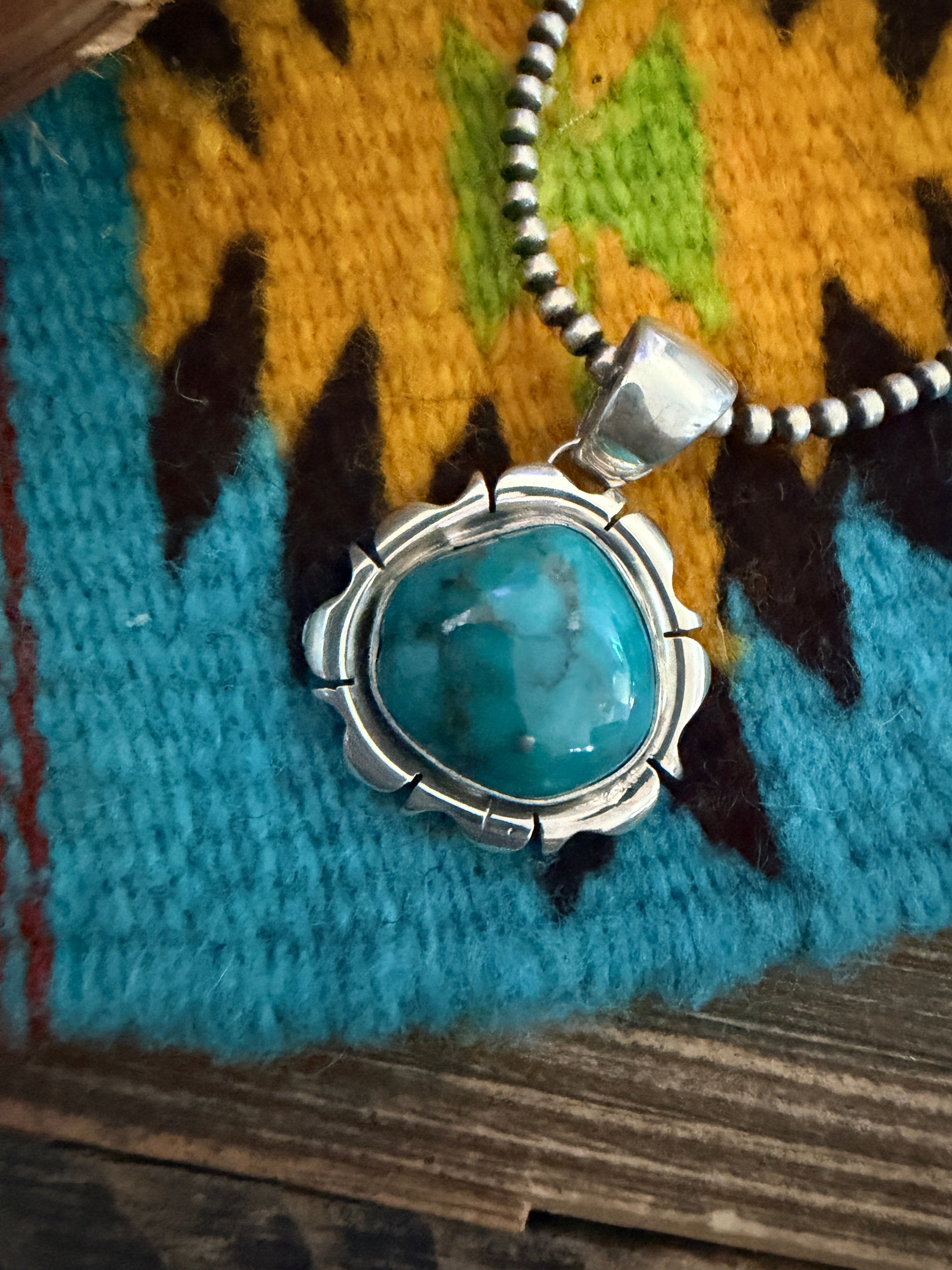 Handcrafted Sterling Silver and Turquoise Pendant