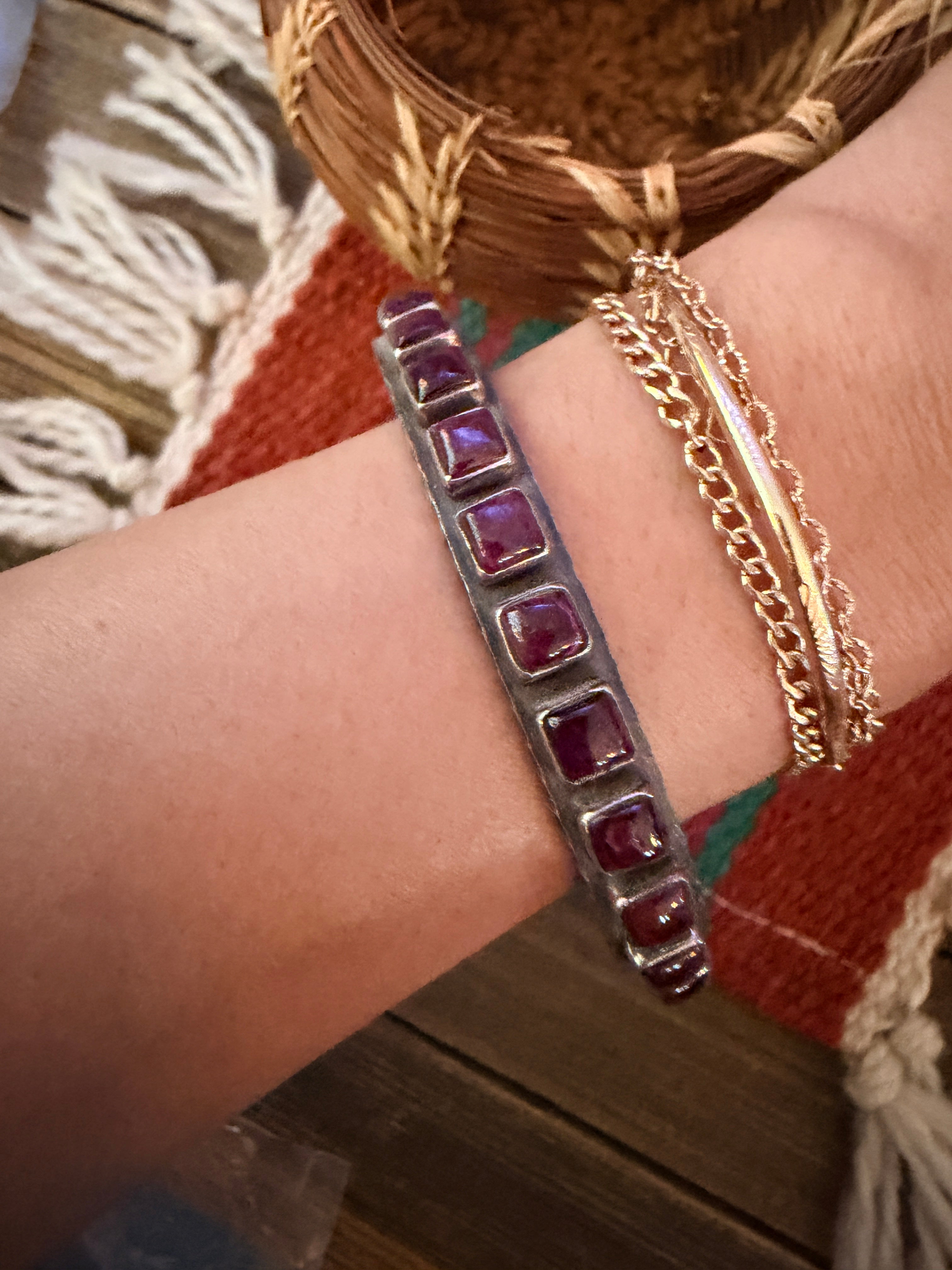 Handcrafted Purple Spiny & Sterling Silver Cuff Bracelet