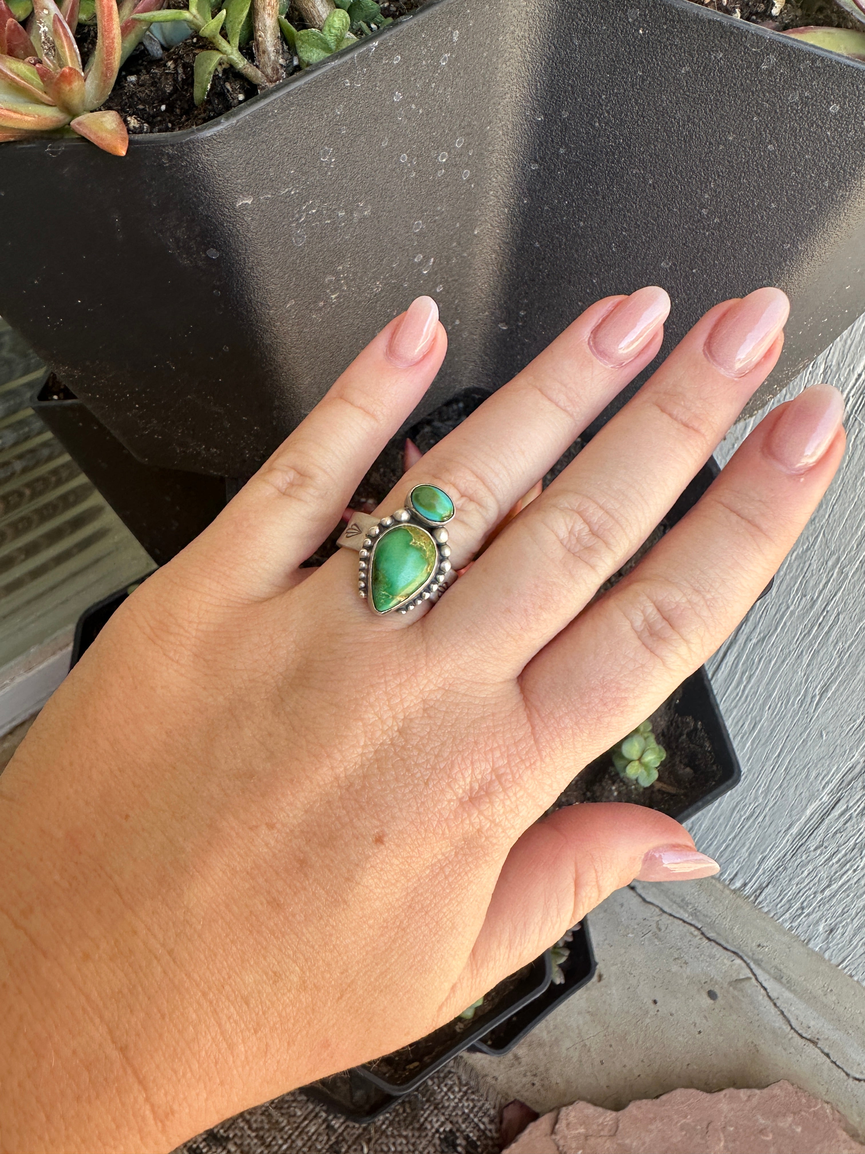 Handmade Sonoran Mountain Turquoise & Sterling Adjustable Ring