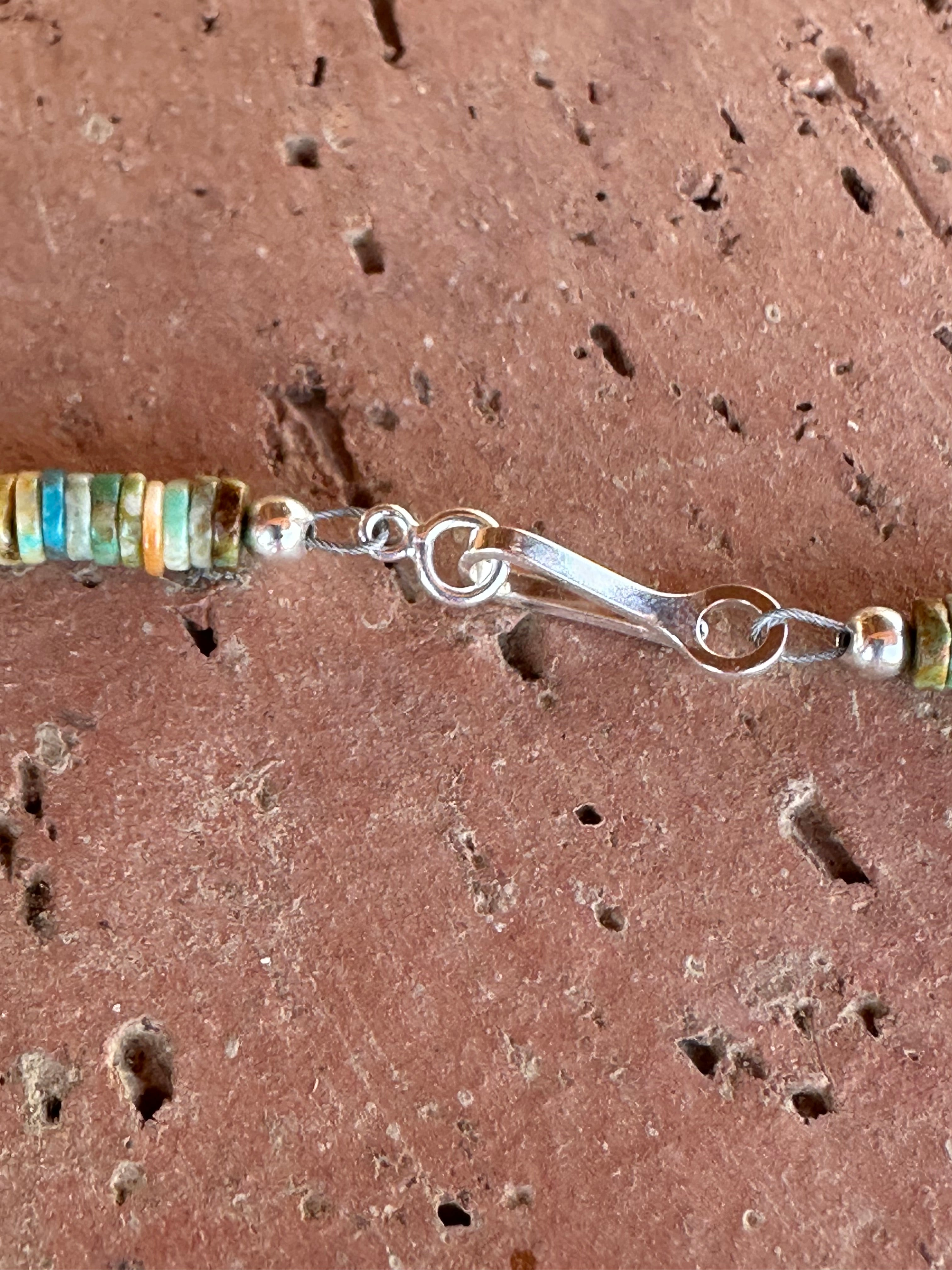 Handcrafted Kingman Turquoise & Spiny Sterling Silver 4mm Beaded Necklace