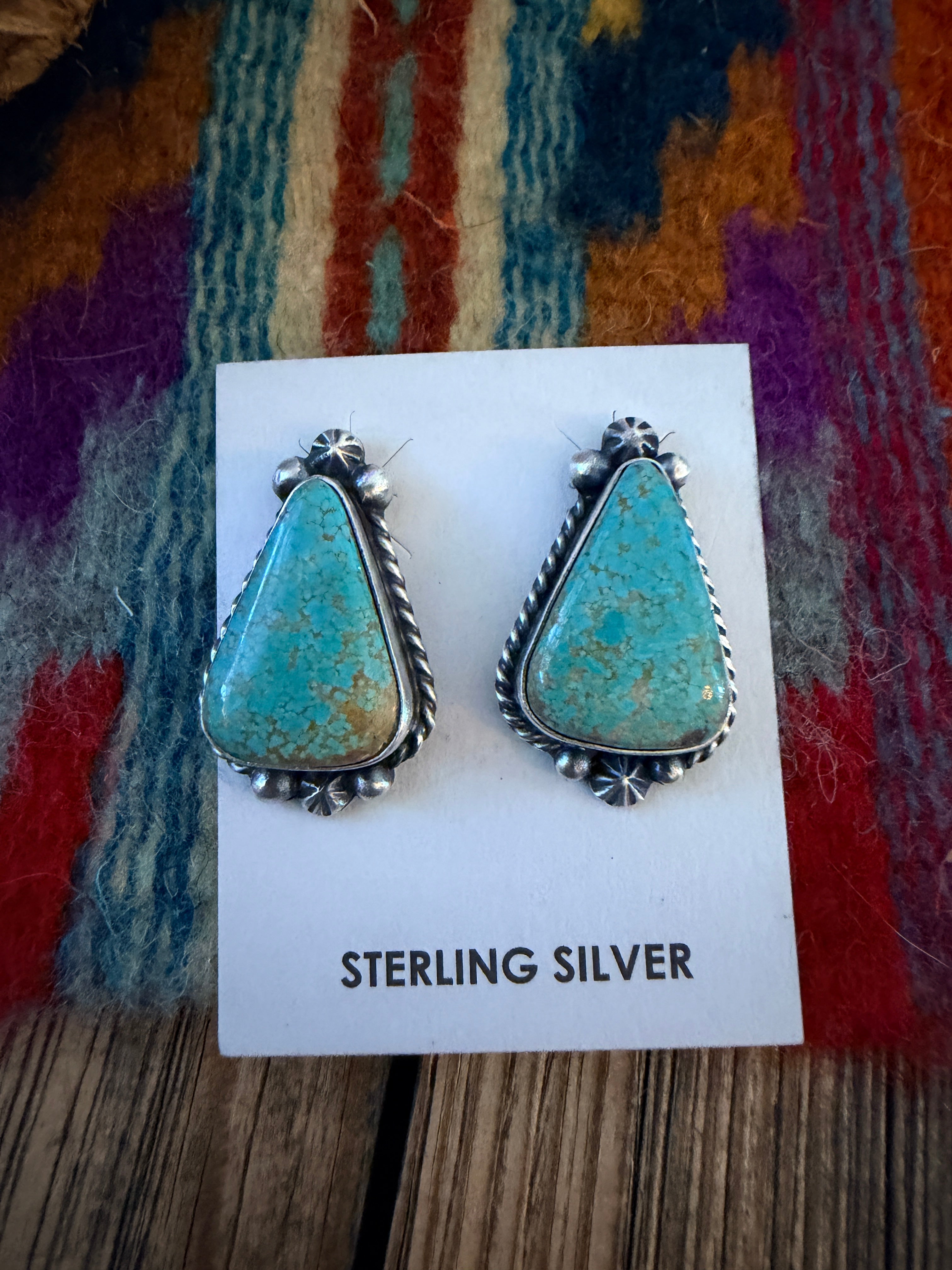 Handcrafted Turquoise & Sterling Silver Post Earrings