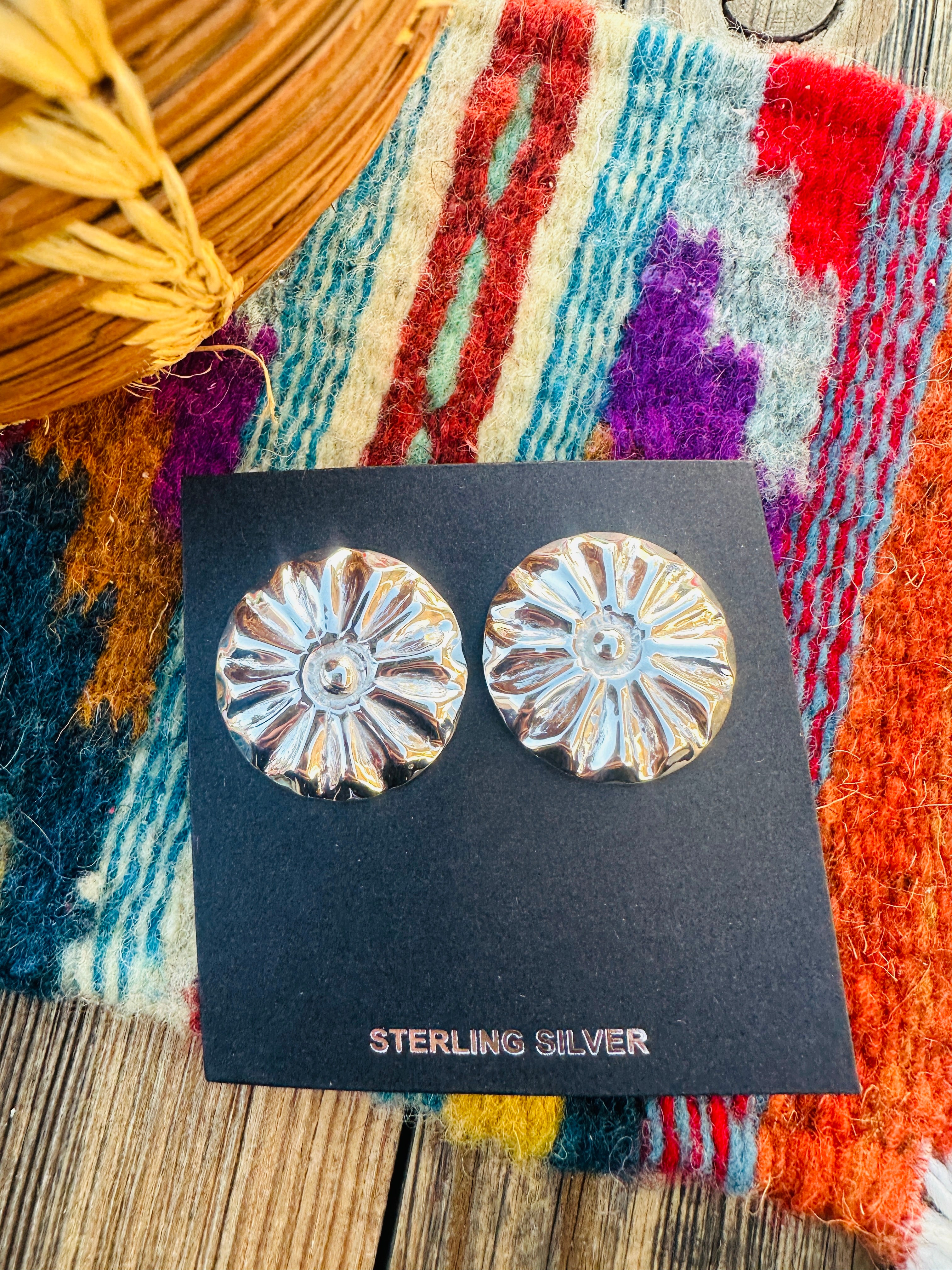 Handcrafted Sterling Silver Concho Post Earrings