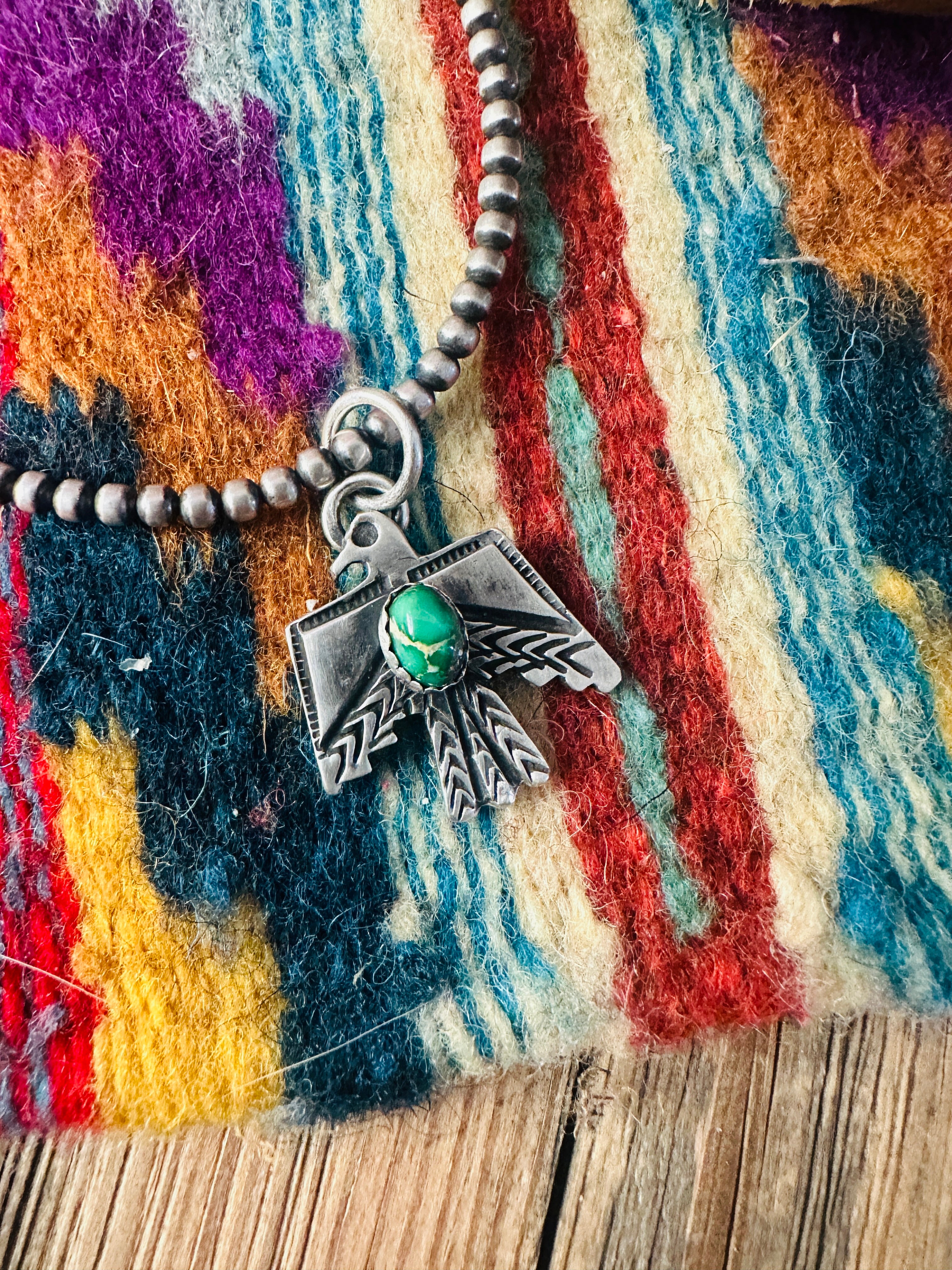 Handcrafted Sterling Silver & Sonoran Mountain Turquoise Thunderbird Pendant